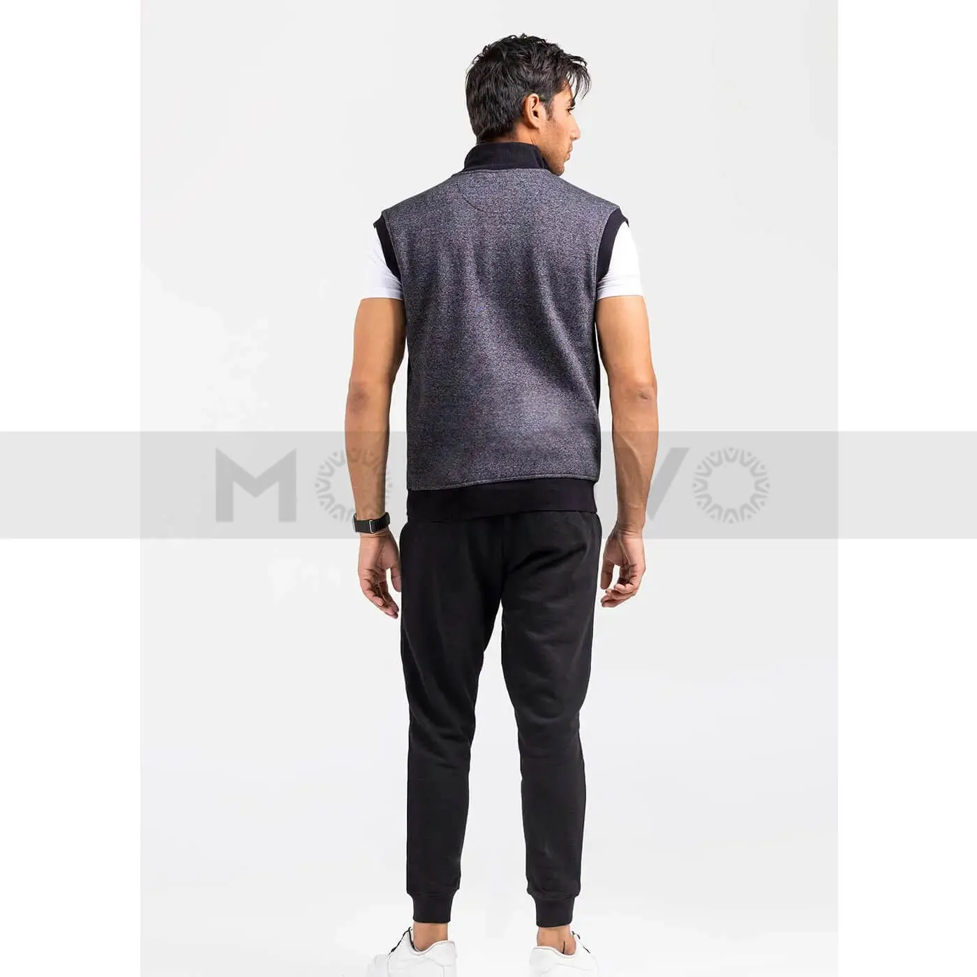 Charcoal Mock Neck Zipper Jacket