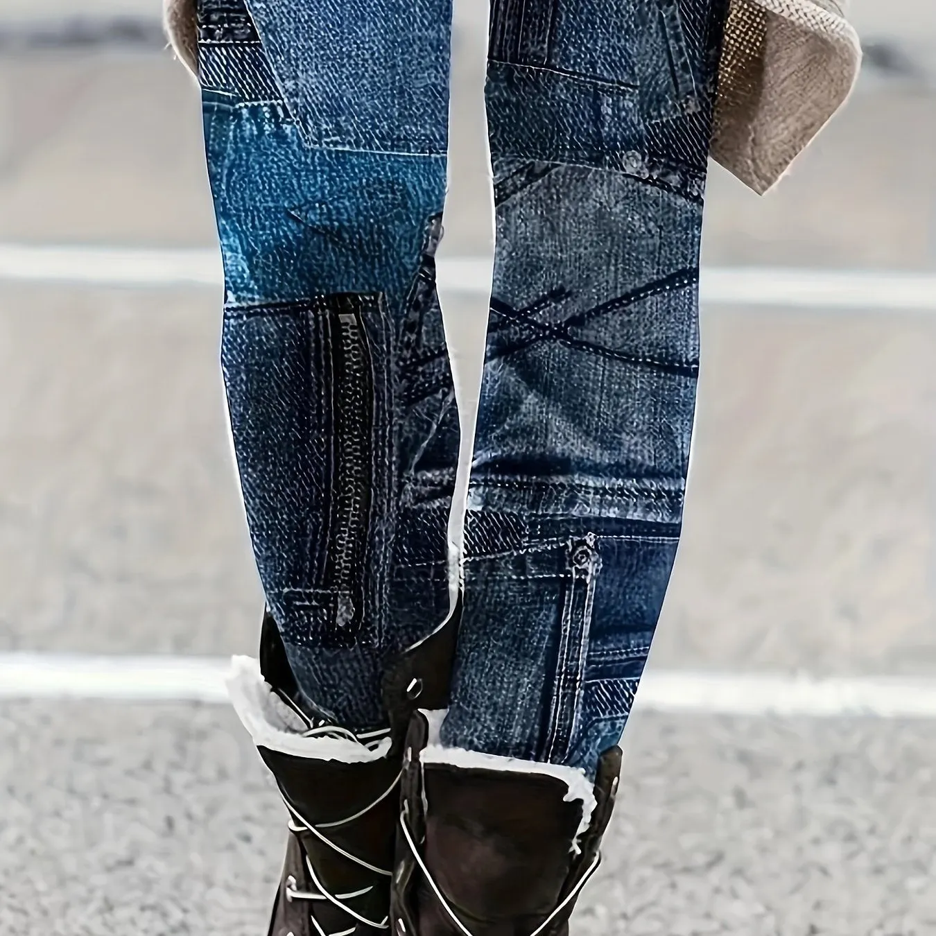 Chic Faux Denim Leggings Perfect for Everyday Casual Style