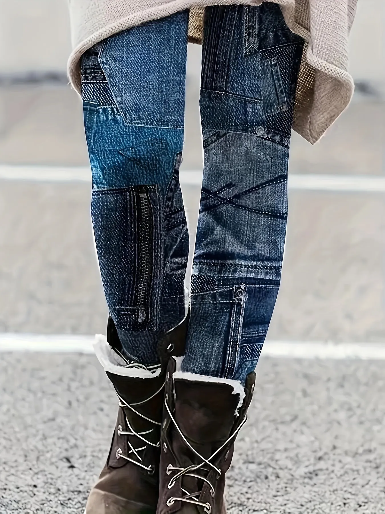 Chic Faux Denim Leggings Perfect for Everyday Casual Style