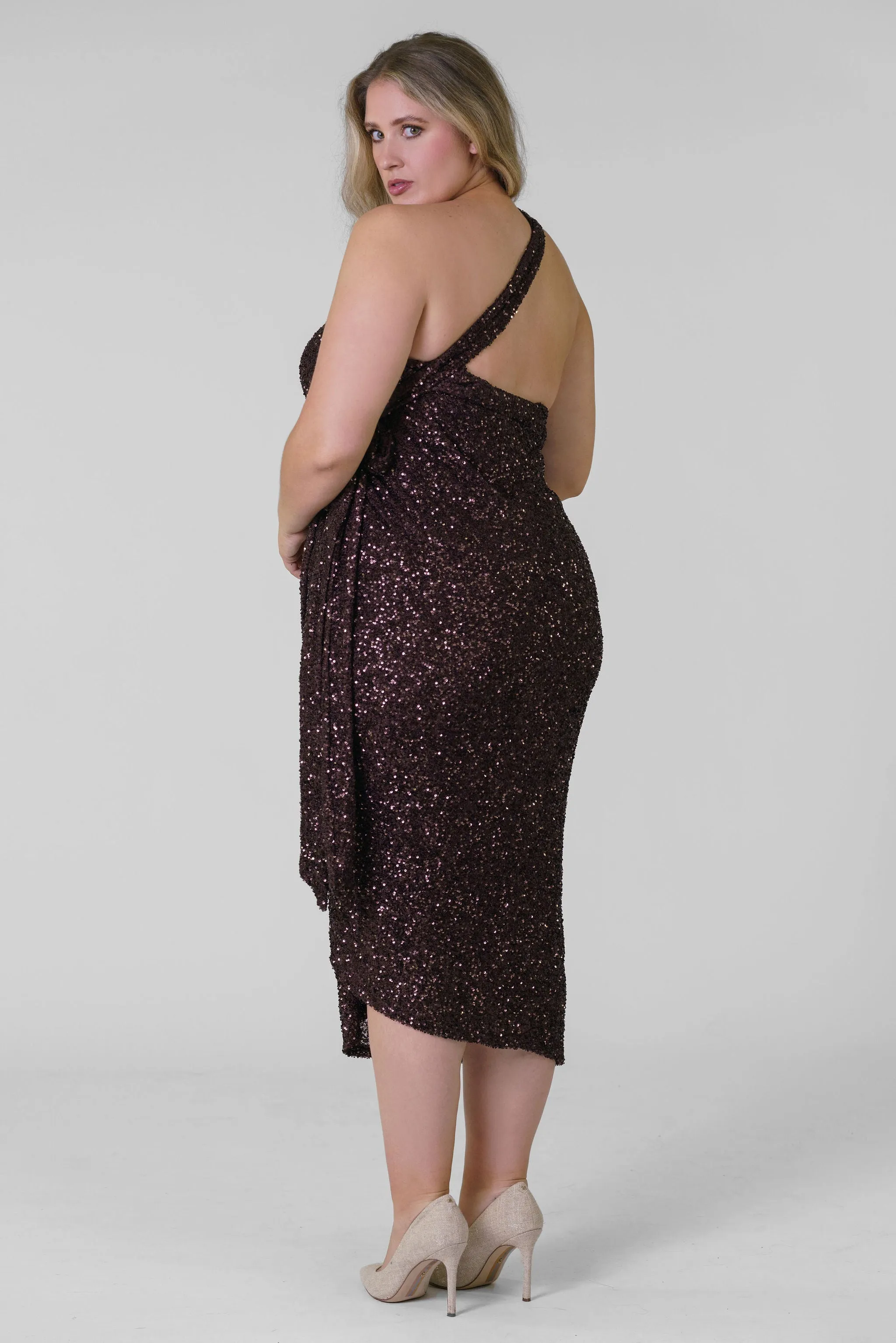 CHOCOLATE SEQUIN JASPRE SKIRT/WRAP DRESS