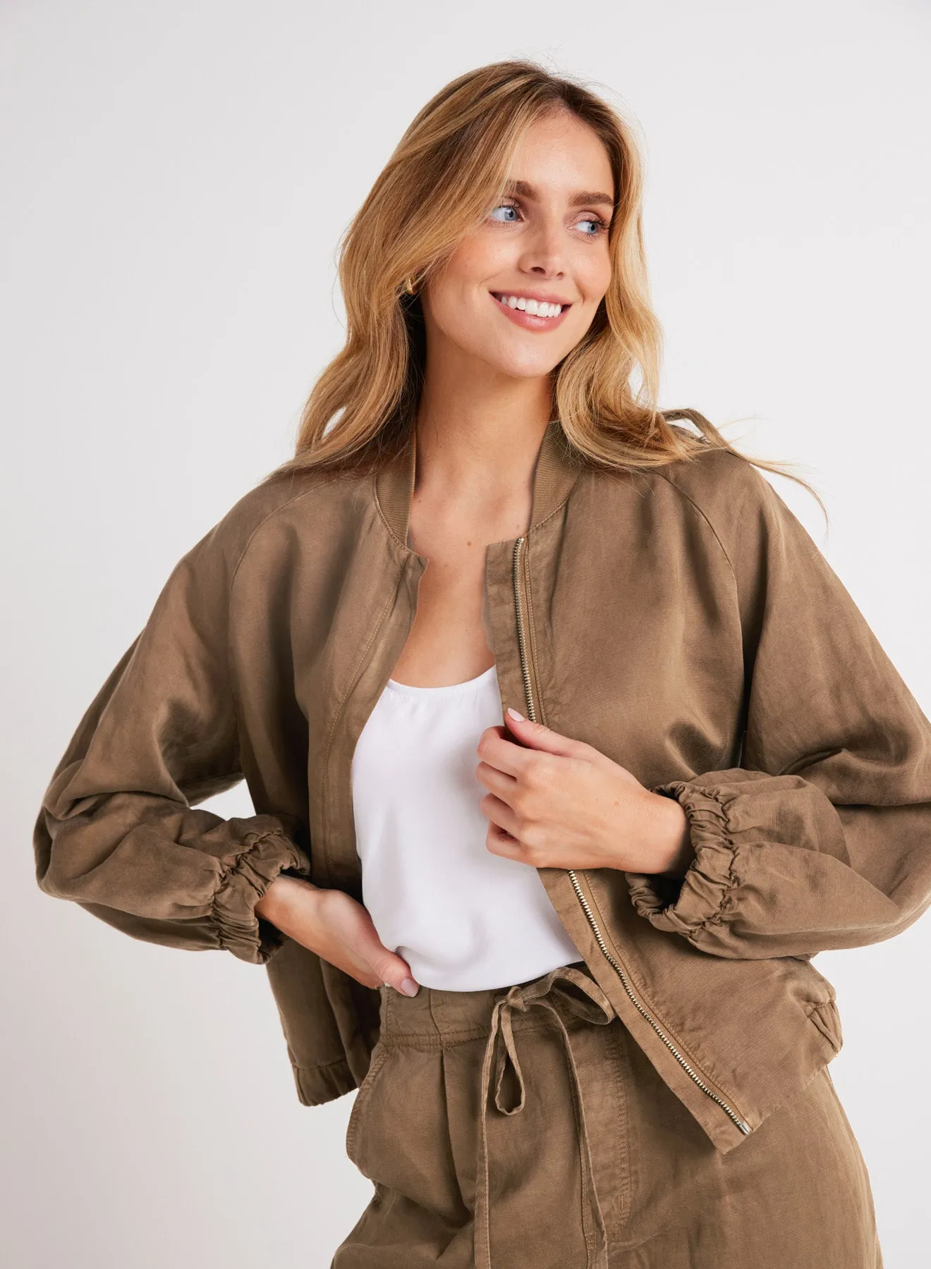 Chole Clean Bomber Jacket - Topaz Brown