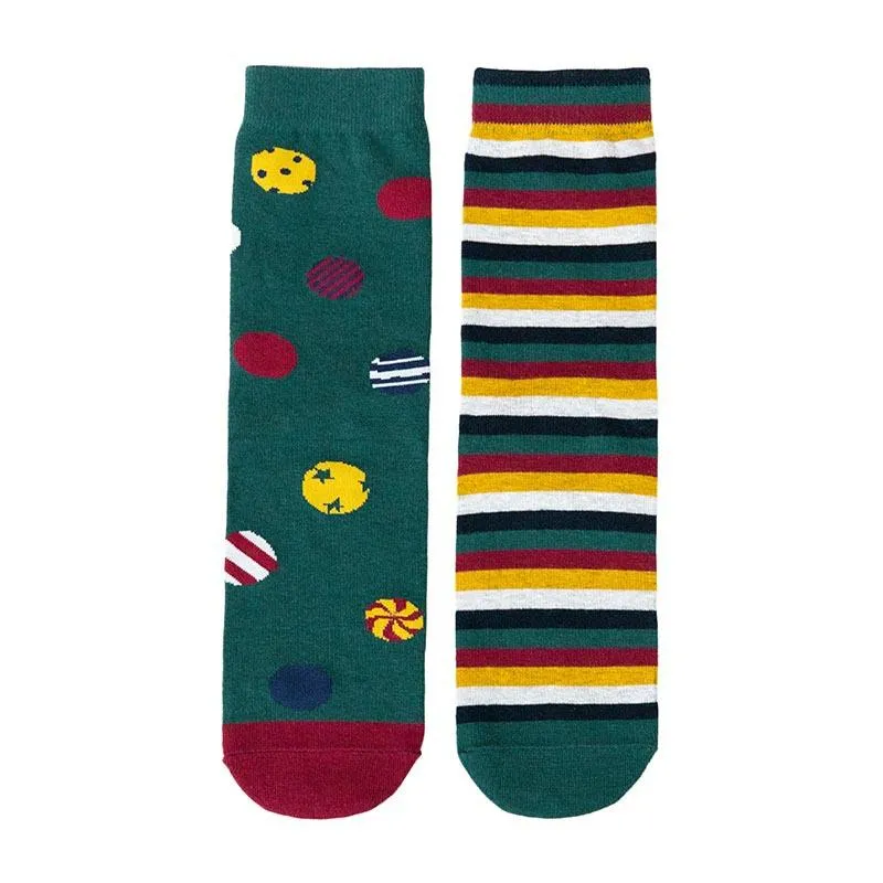 Christmas Tree Retro Cotton Stockings Calf Length Asymmetry Series 1 Pairs