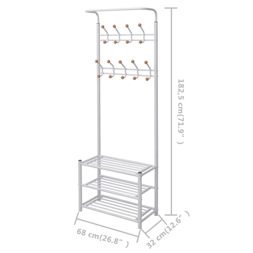 Clothes Rack with Shoe Storage 68x32x182.5 cm White