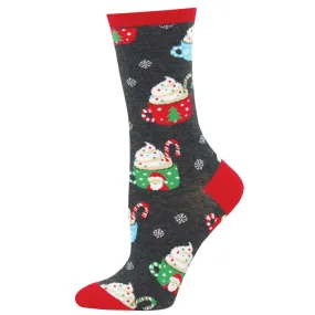 Cocoa Christmas (Charcoal) Women's Crew Socks