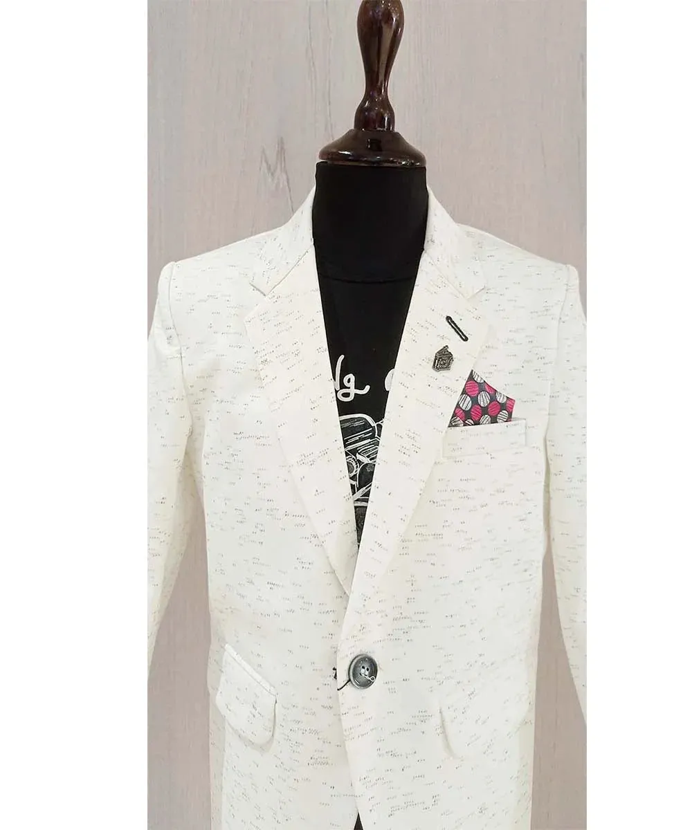 Cream Colored Blazer with Slub for Party for Boys