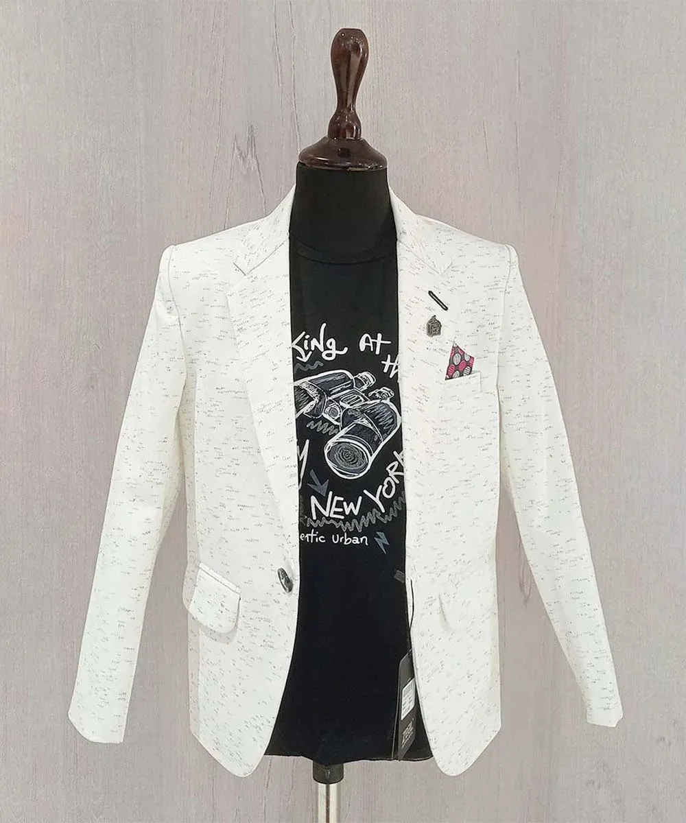 Cream Colored Blazer with Slub for Party for Boys