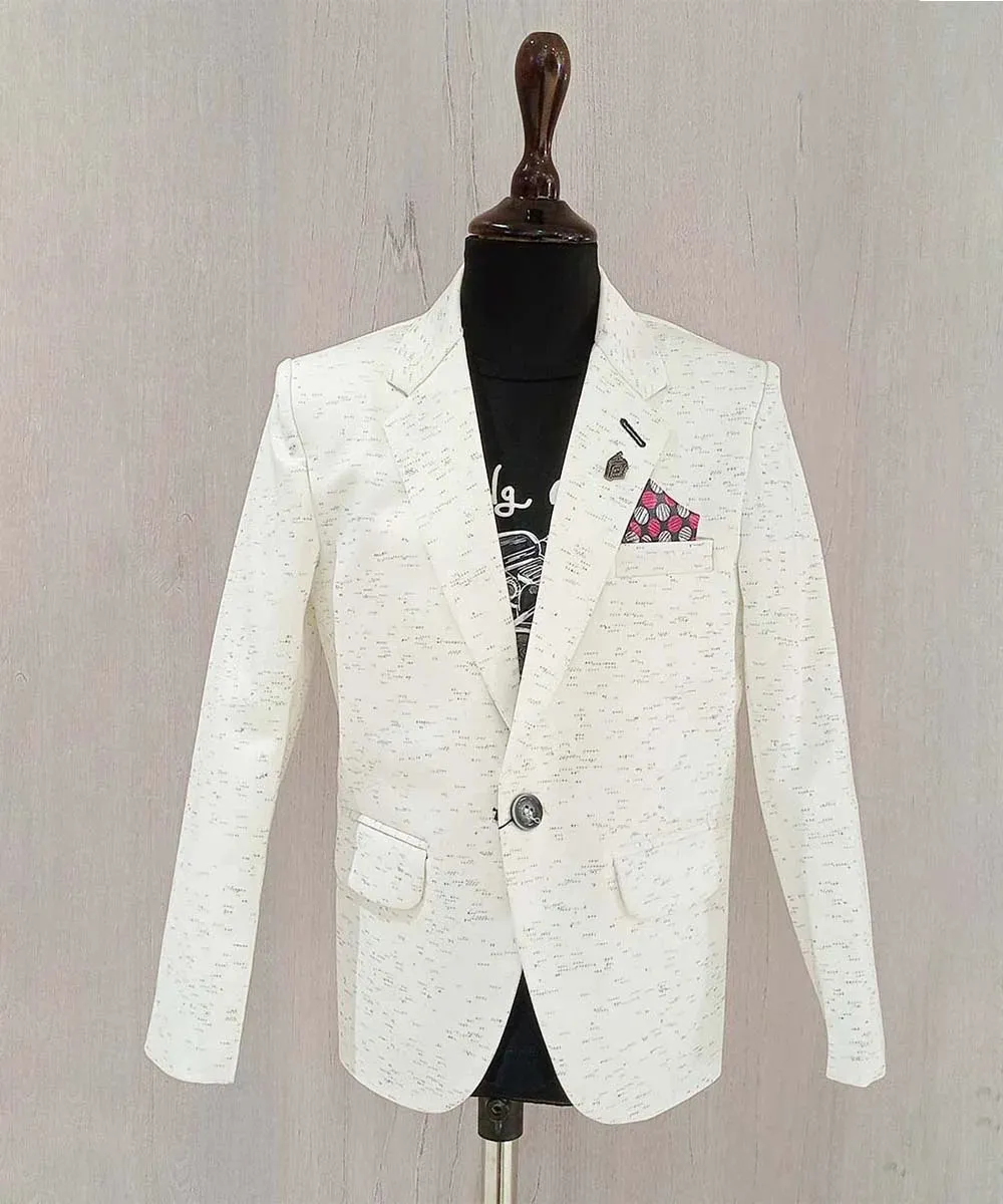 Cream Colored Blazer with Slub for Party for Boys