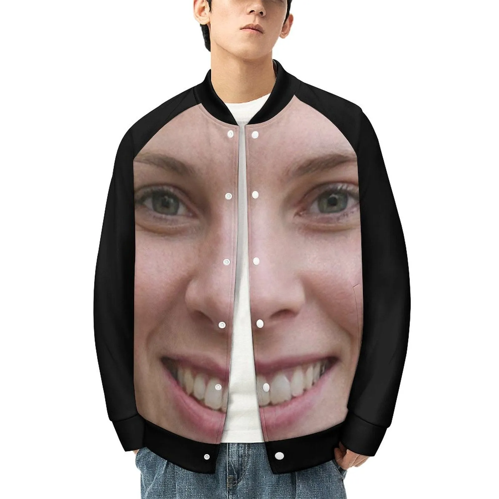 Custom Big Face Couple Funny Women/Men's Bomber Jacket Unisex Outerwear