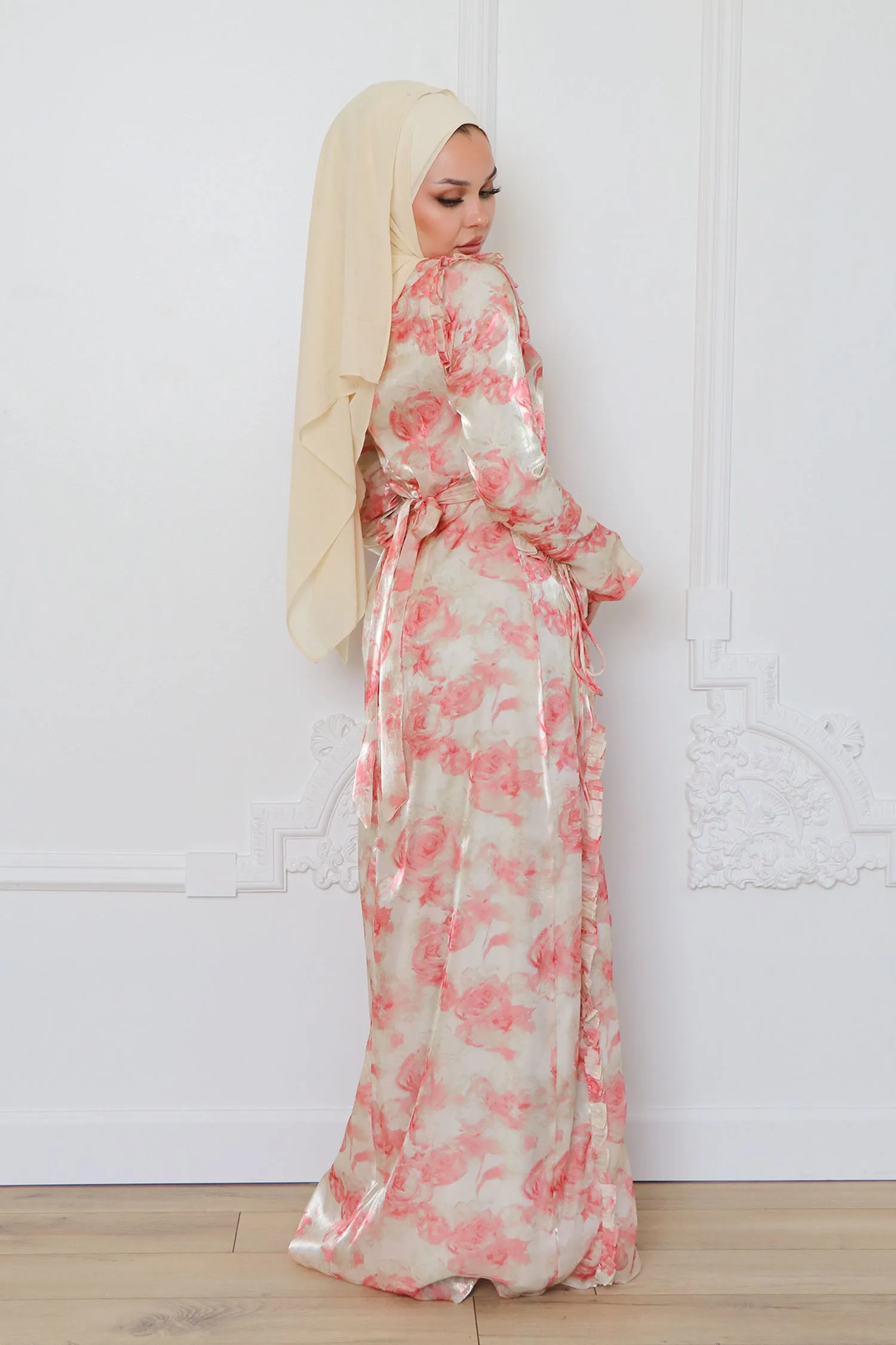 Daisy Organza Floral Maxi Dress- Pink