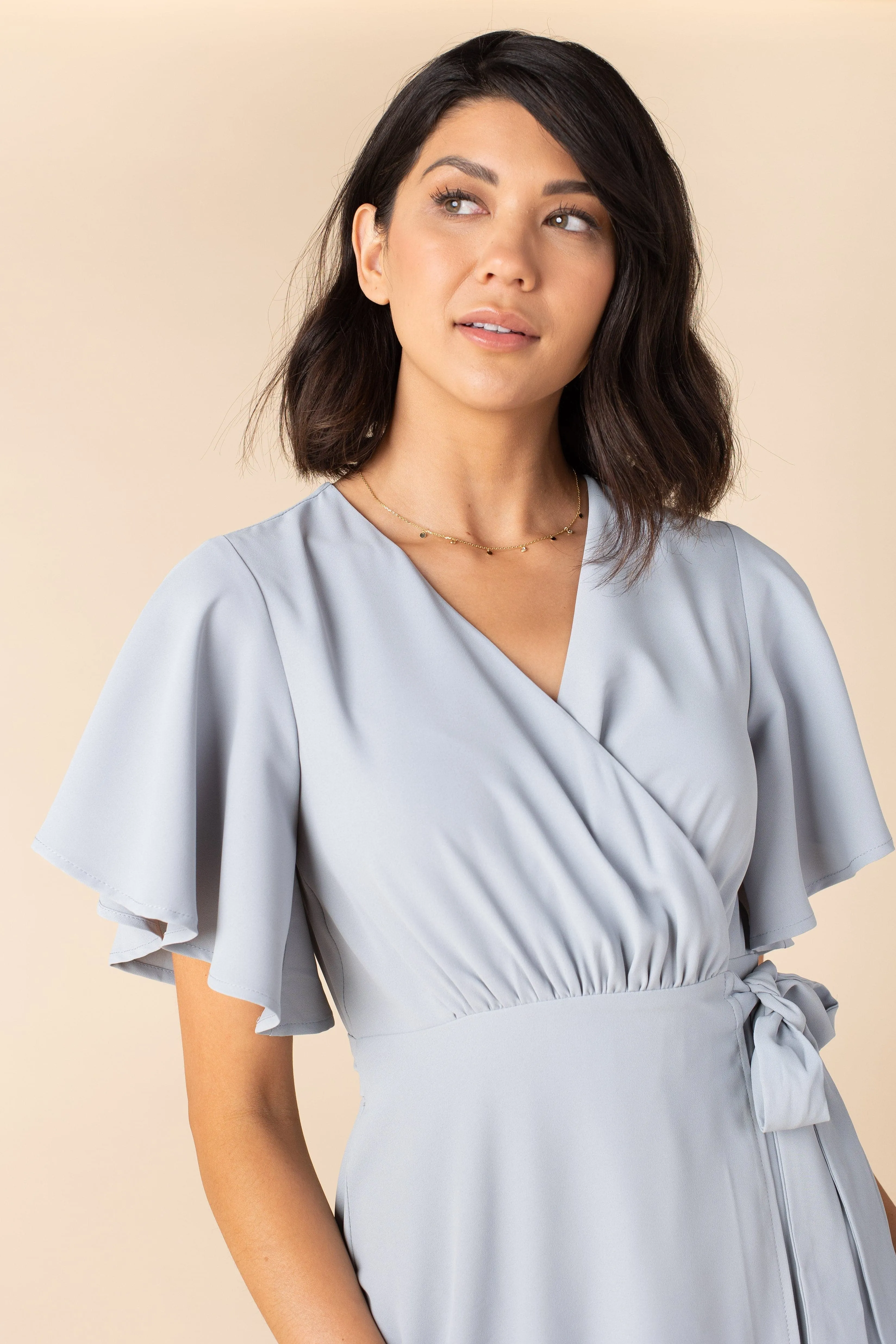 Daphne Tulip Wrap Dress - Dusty Blue