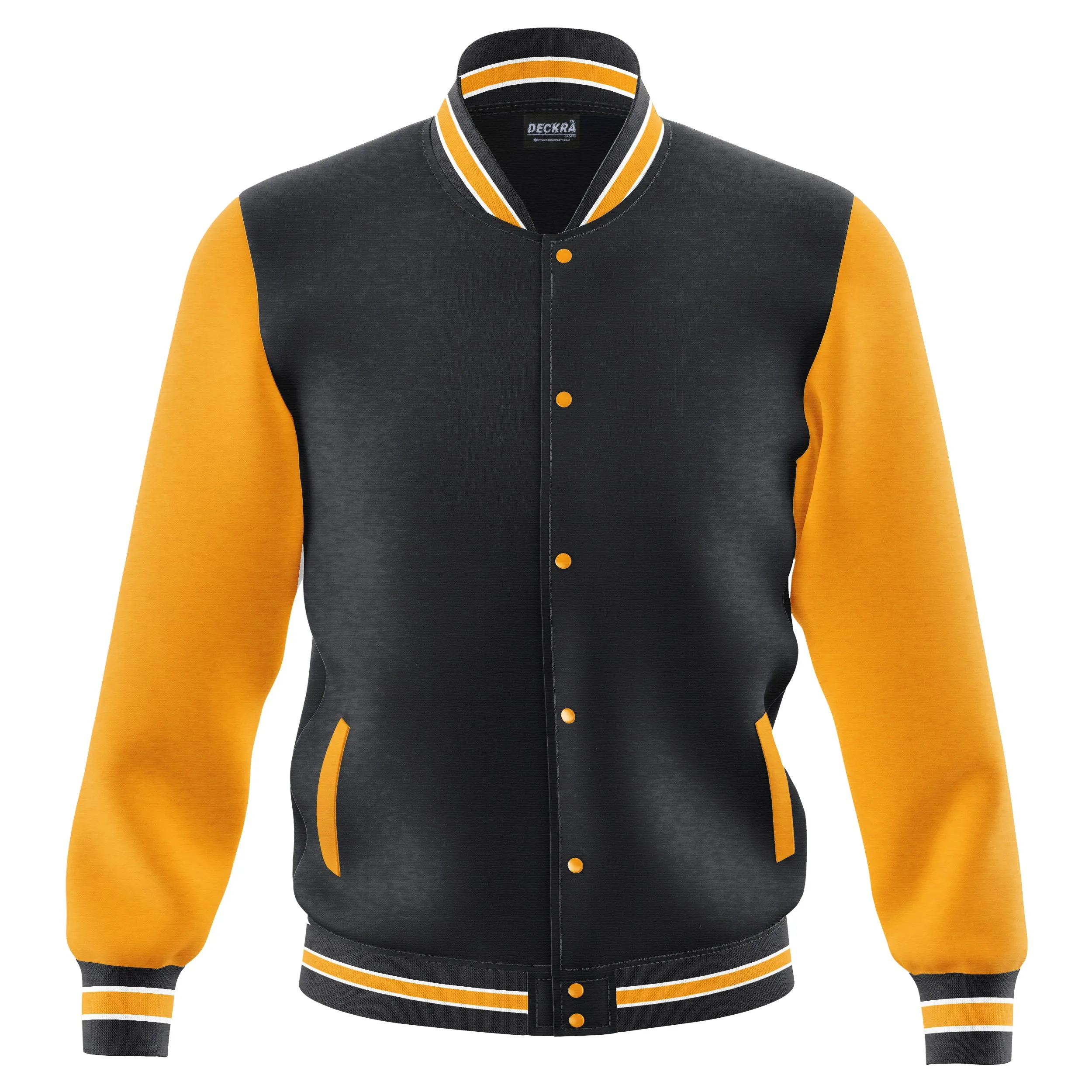 Deckra Mens Varsity Jacket Fleece Outdoor Winter Bomber Jackets Black/Gold