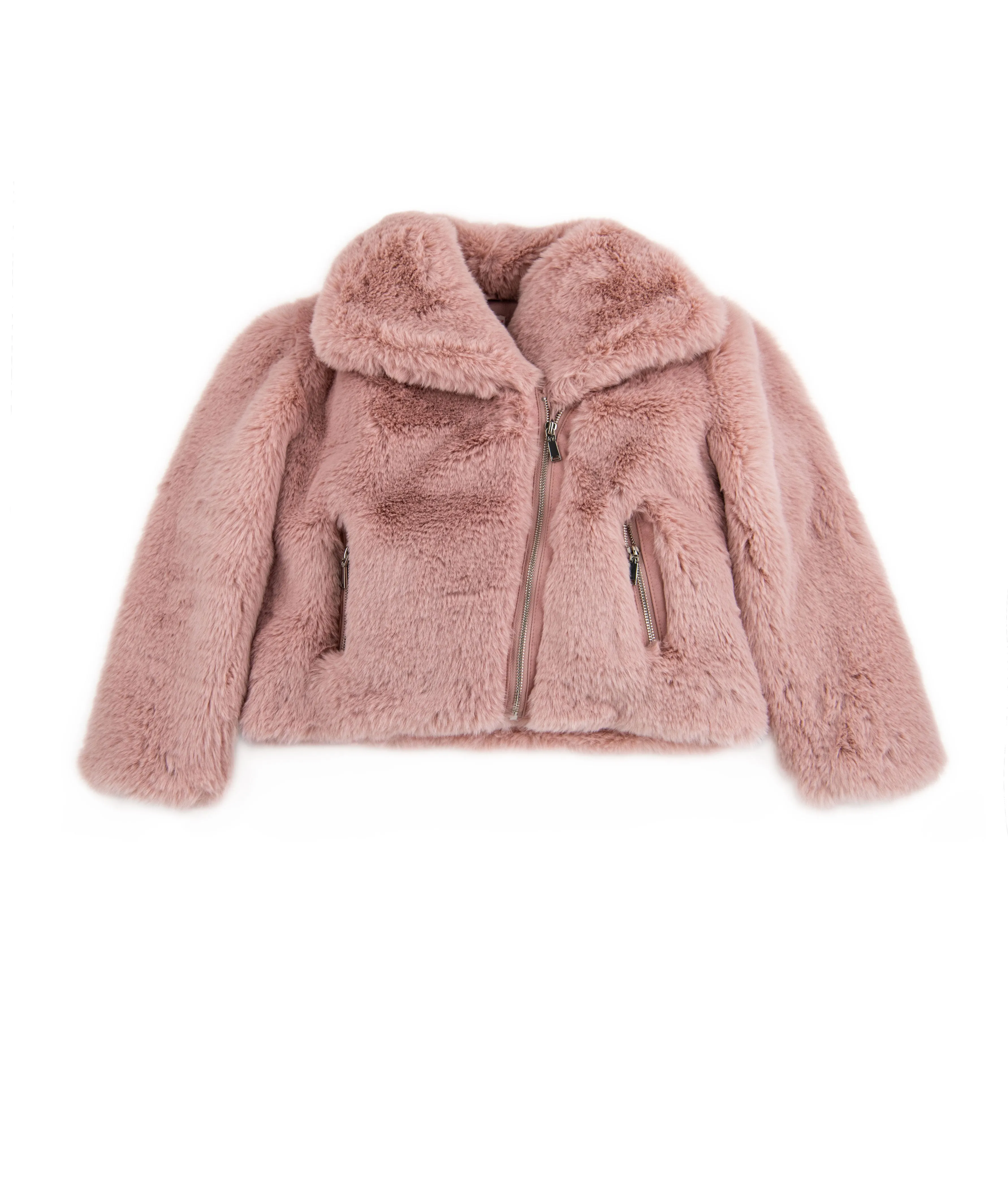 Design History Girls Dusty Pink Fur Jacket