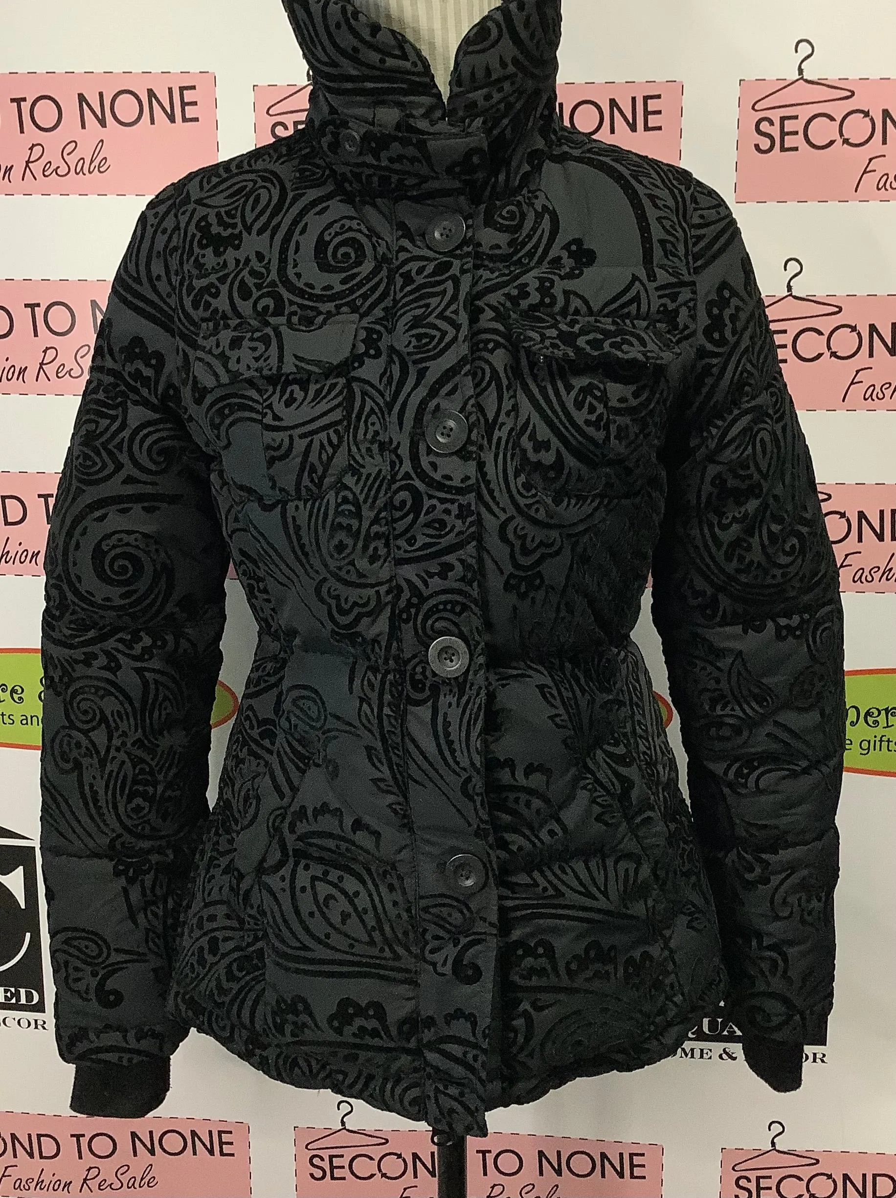 Desigual Black Swirl Winter Coat (S/M)