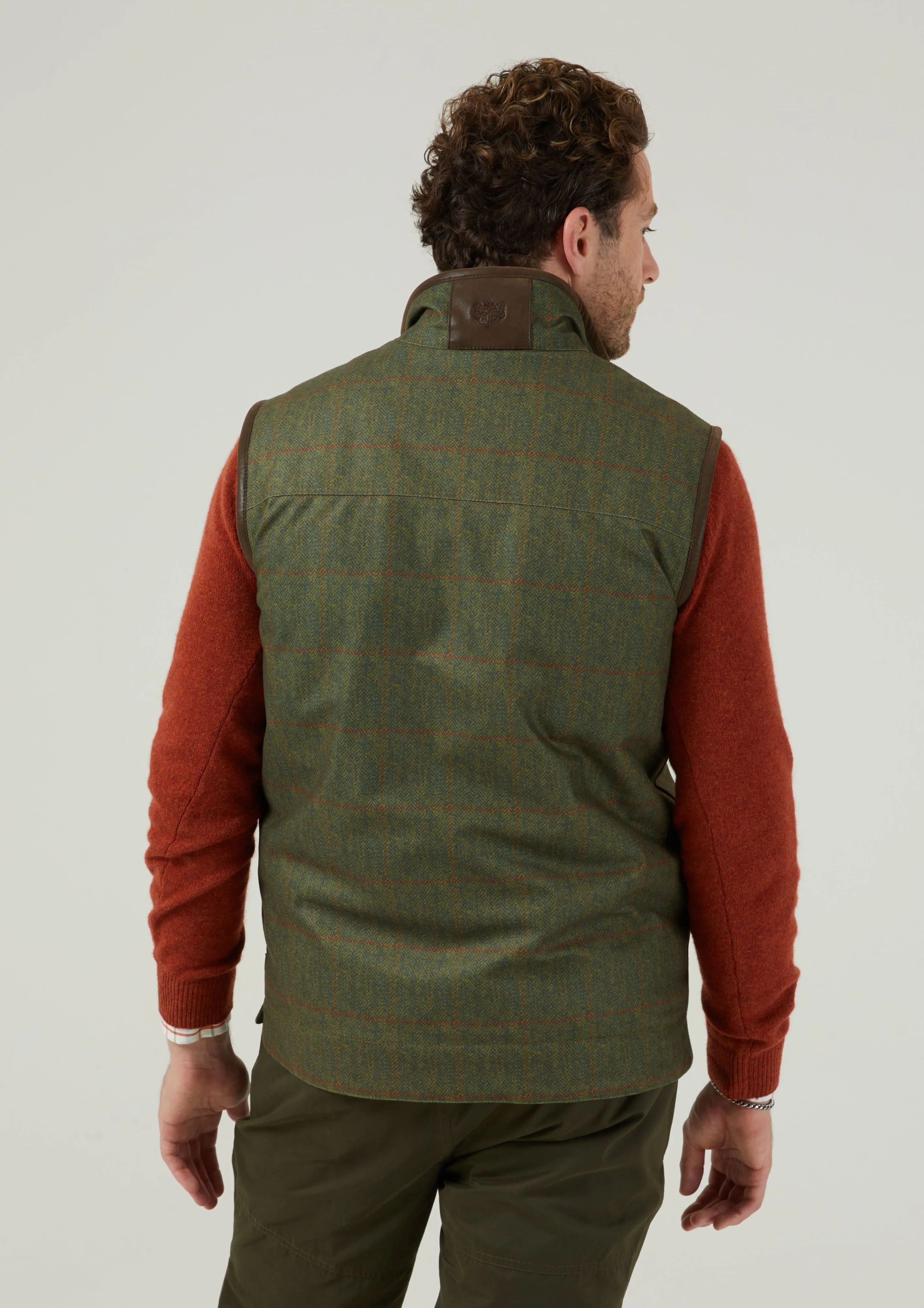 Didsmere Men's Technical Tweed Gilet In Olive - Regular Fit