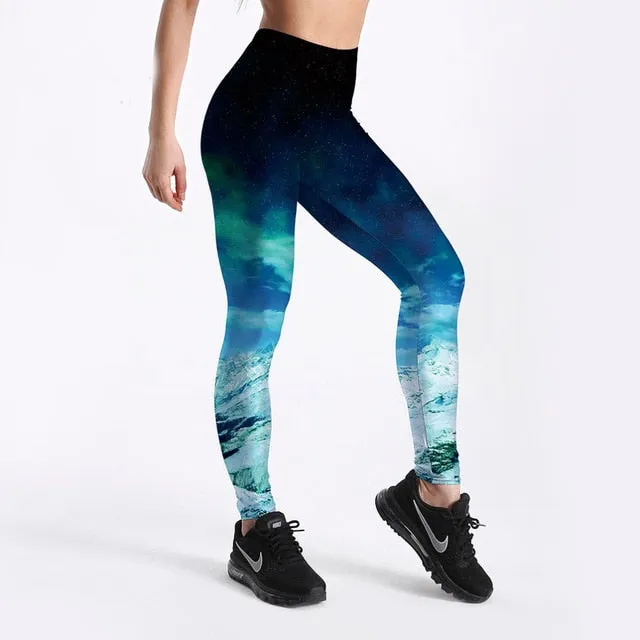 Digital Print Ice and Snow Fitness Sexy Leggings