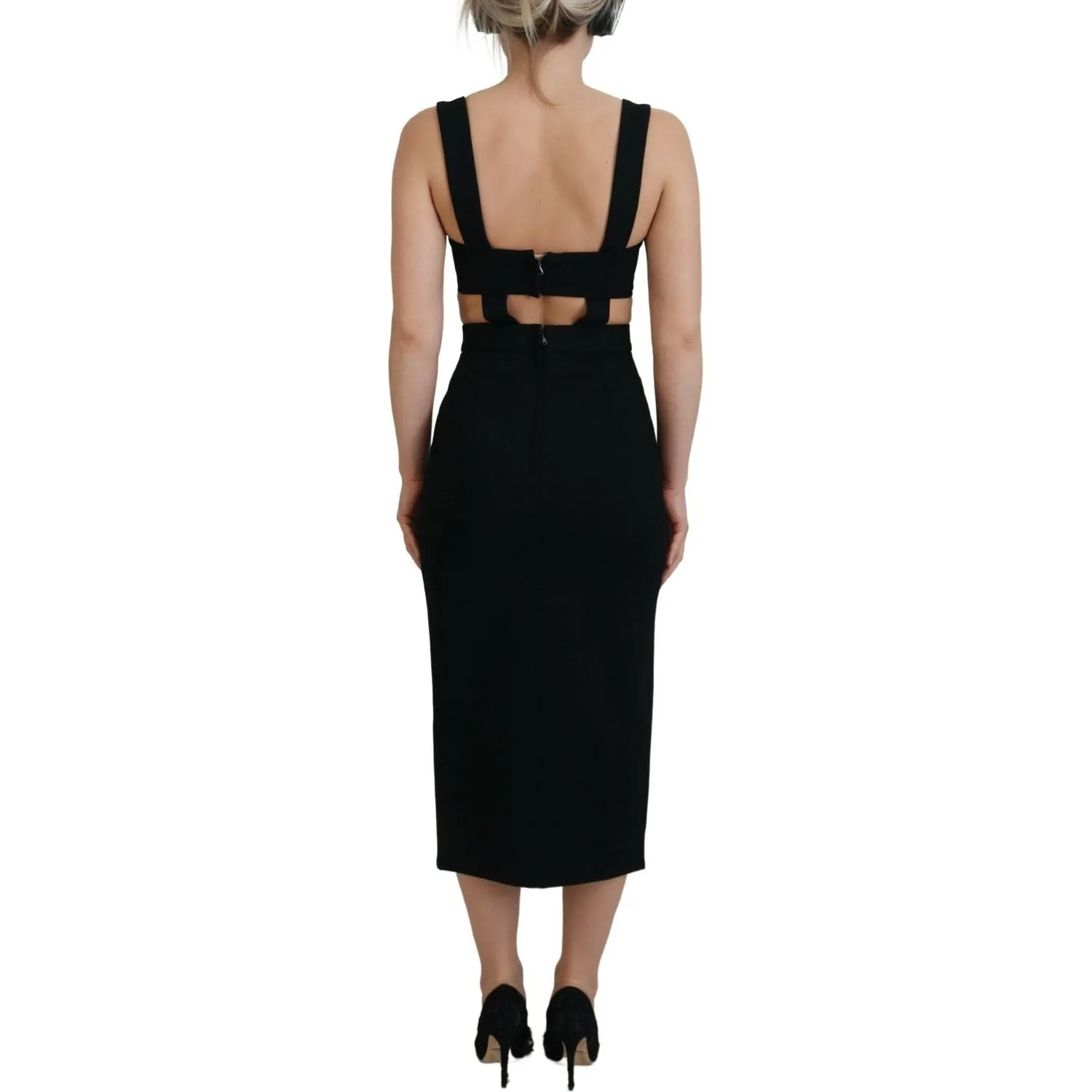 Dolce & Gabbana Elegant Black Midi Sheath Dress