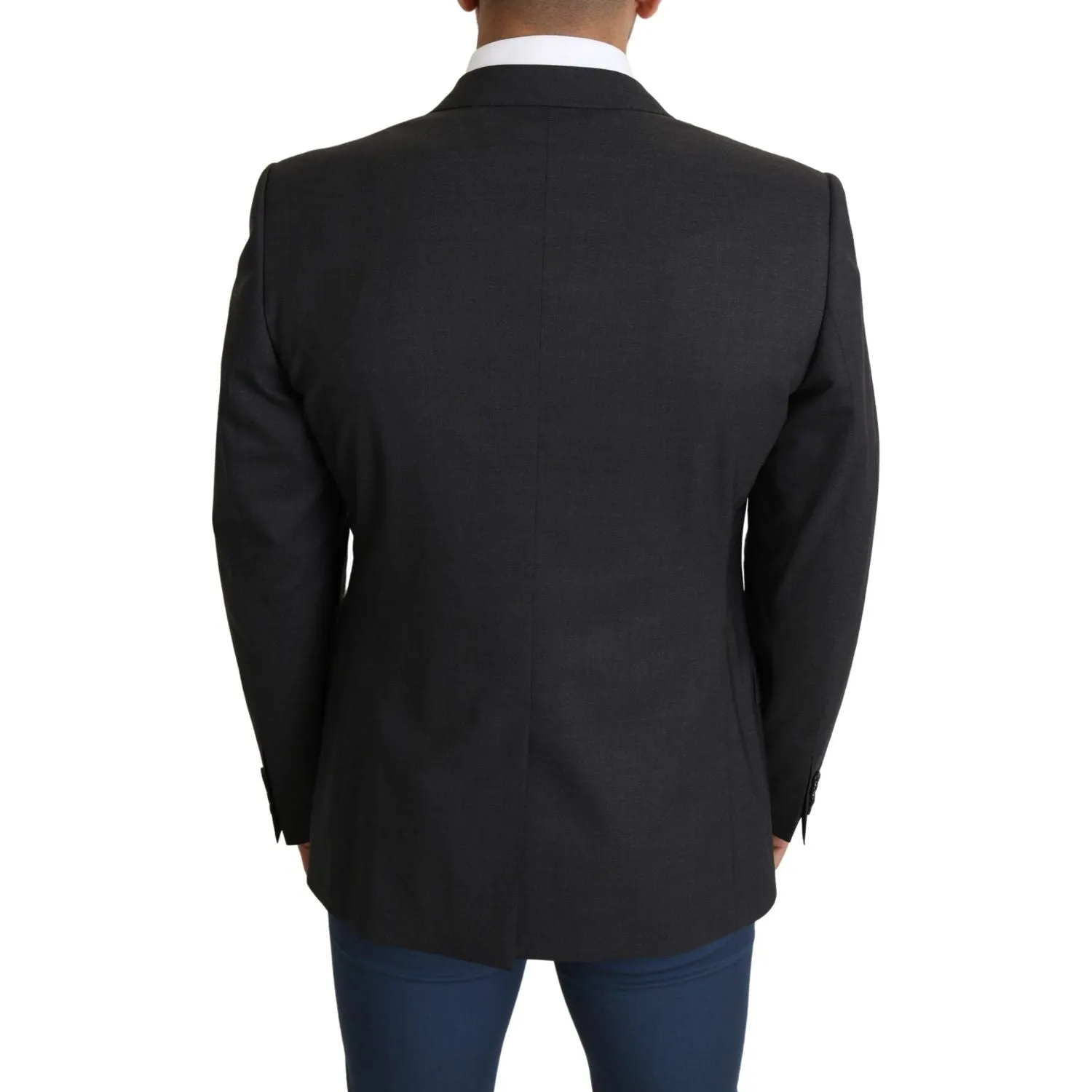 Dolce & Gabbana Elegant Gray Wool Silk Blend Slim Fit Blazer