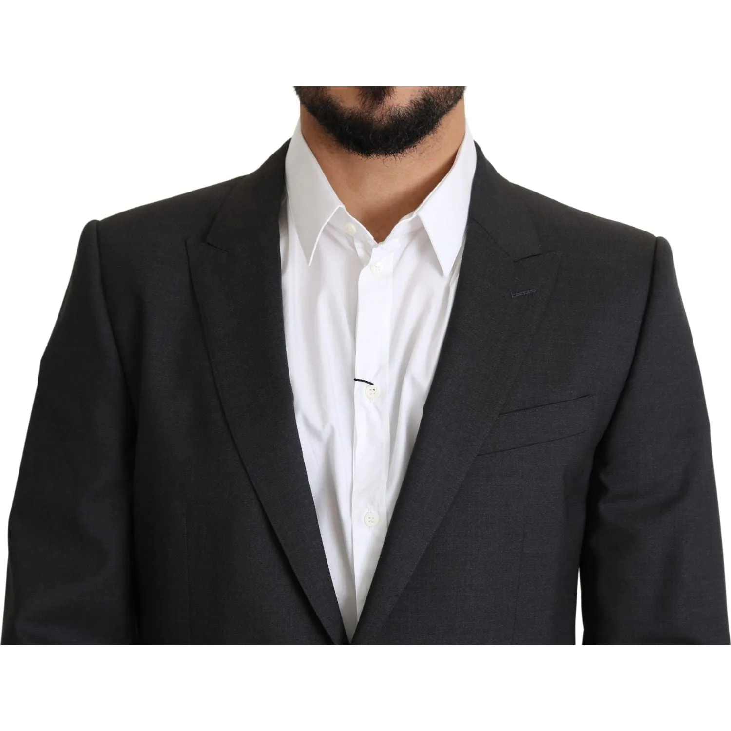 Dolce & Gabbana Elegant Gray Wool Silk Blend Slim Fit Blazer