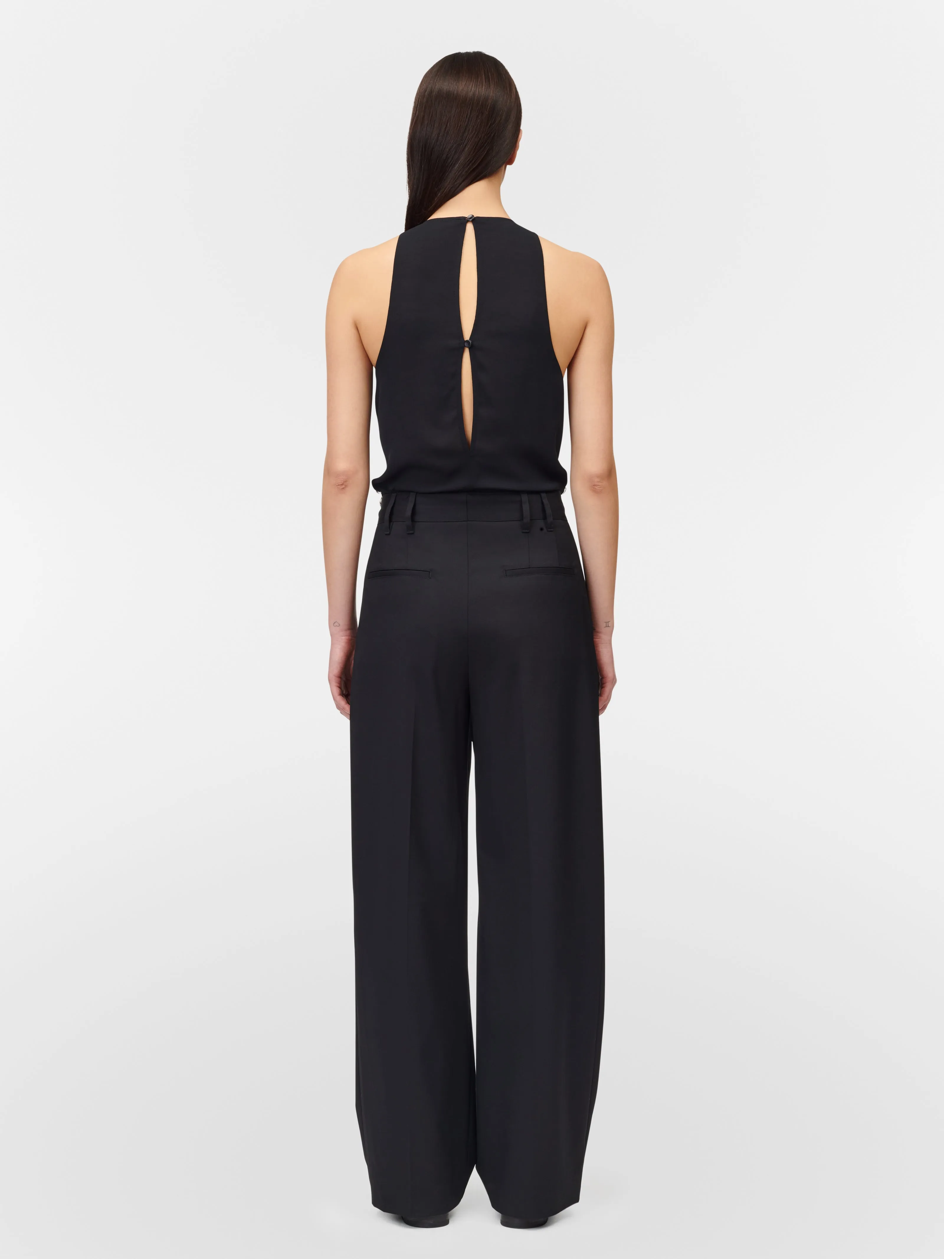 Double Pleat Front Trouser in Black