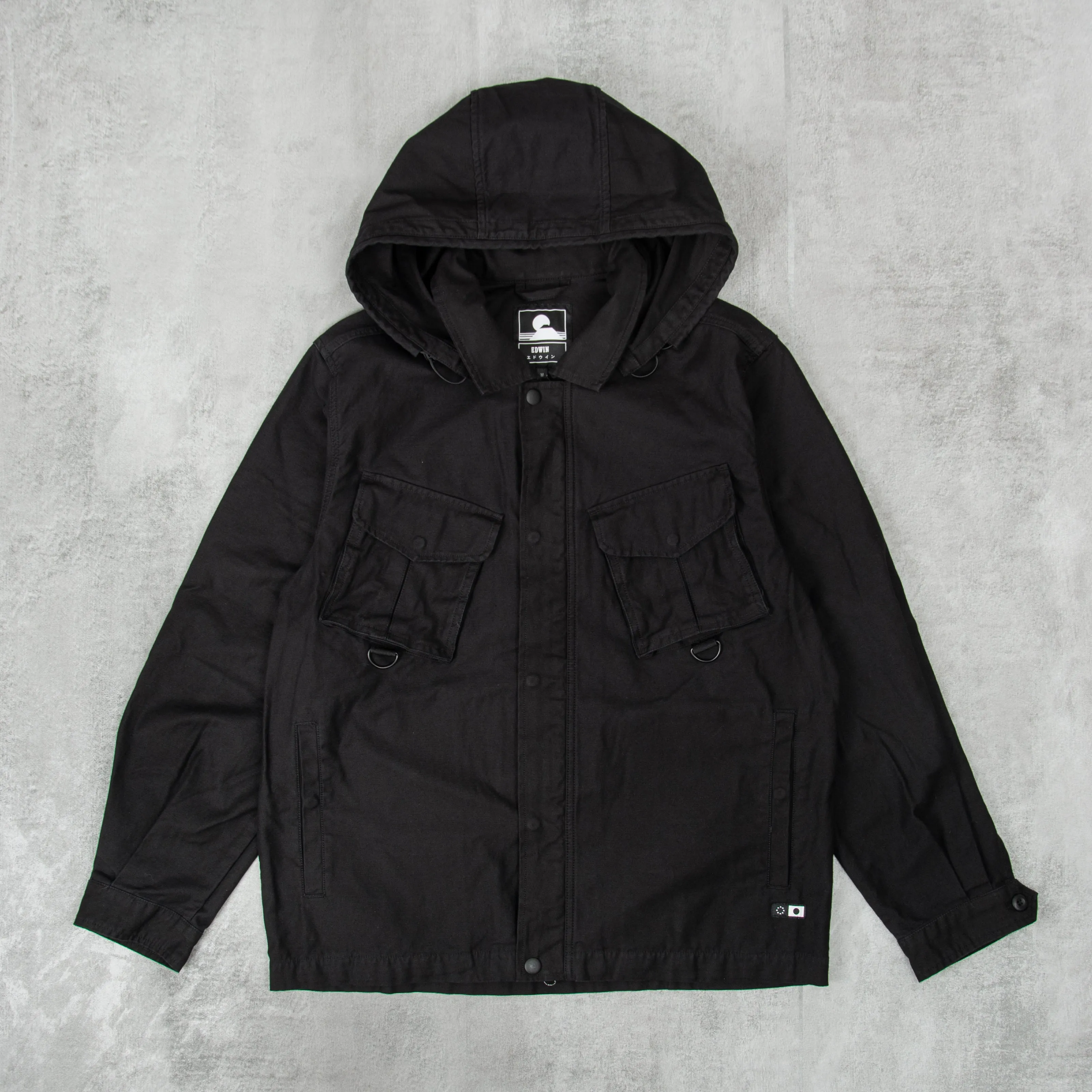 Edwin Strategy II Hooded Jacket - Black Enzyme Wash