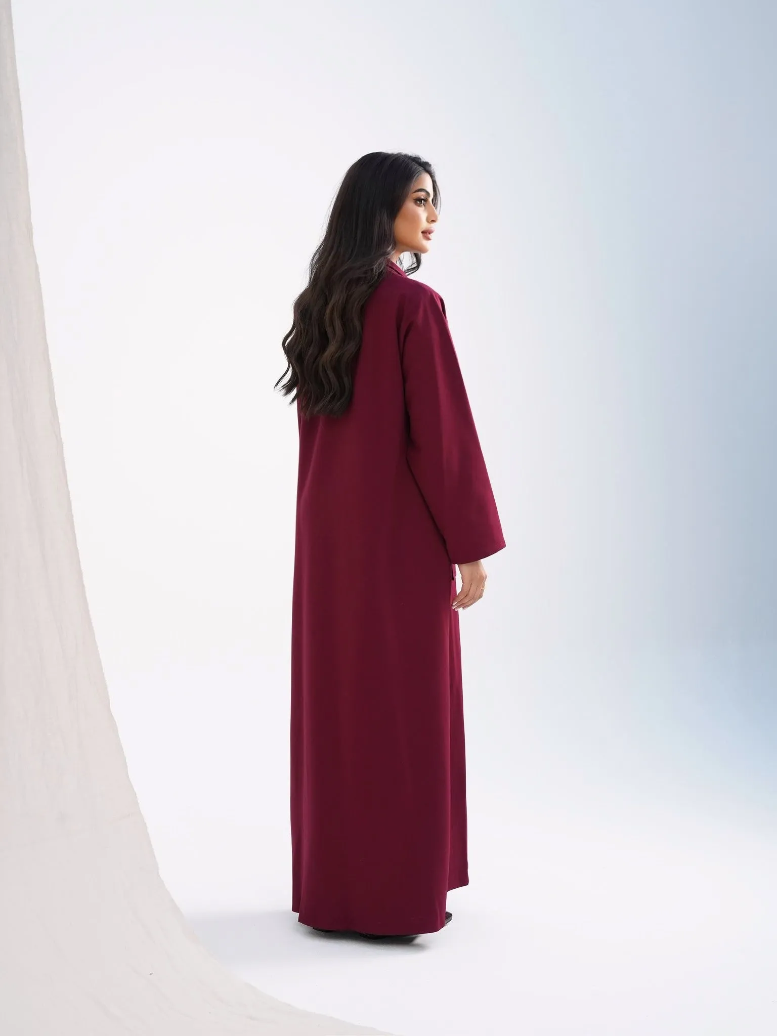 ELEGANT BURGUNDY COAT ABAYA #530