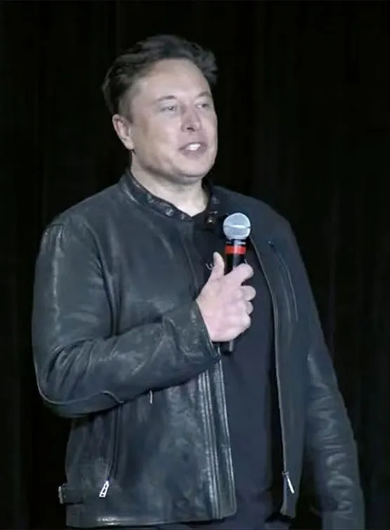 Elon Musk Genuine Leather Biker Jacket Black