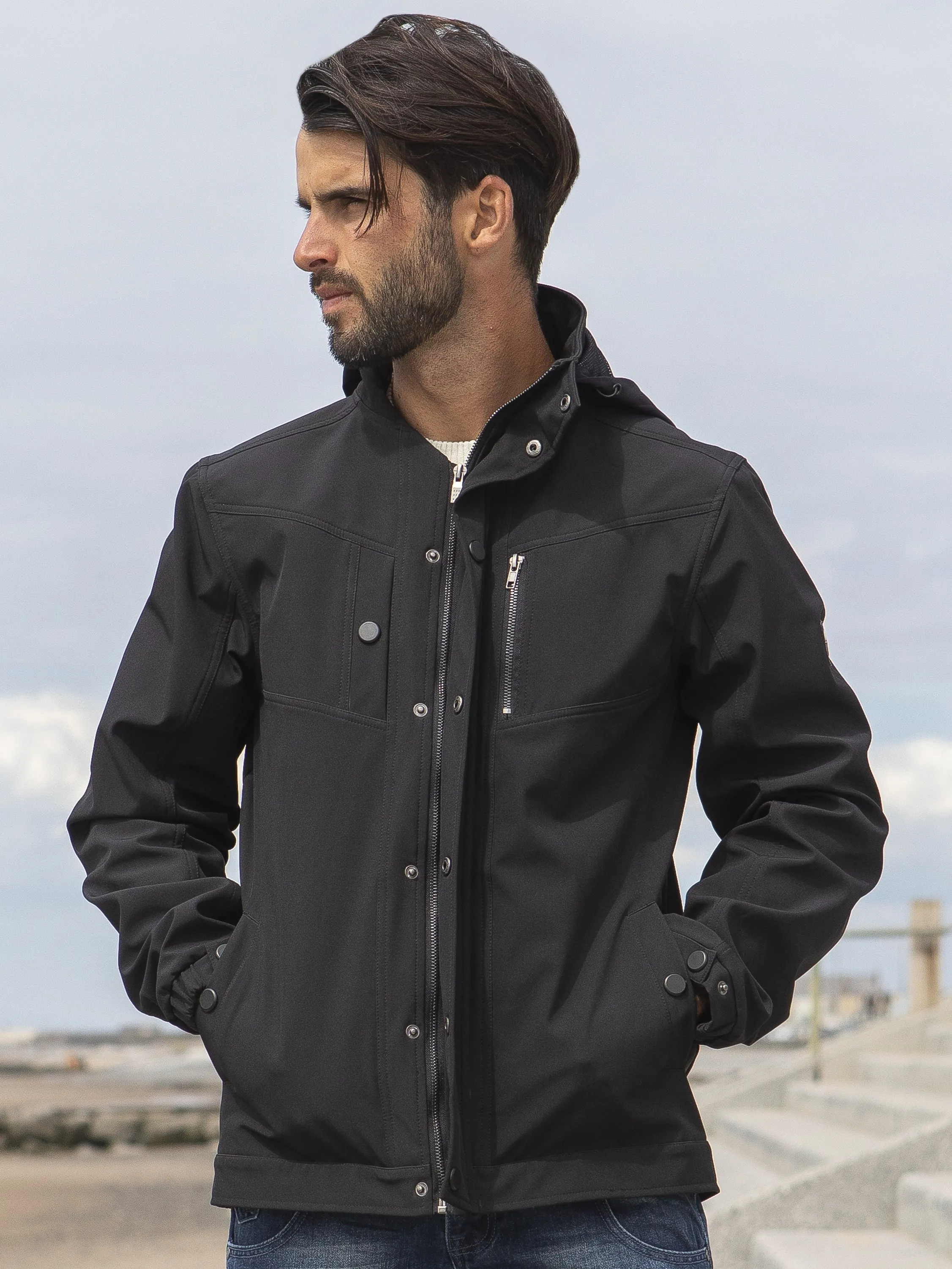 ETO Clearance | Designer Men's Black Zip Jacket Style React