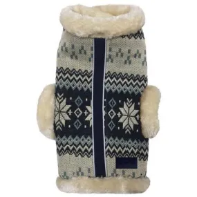 Fabdog | Blue Fairisle Tahoe Lodge Shearling Dog Coat