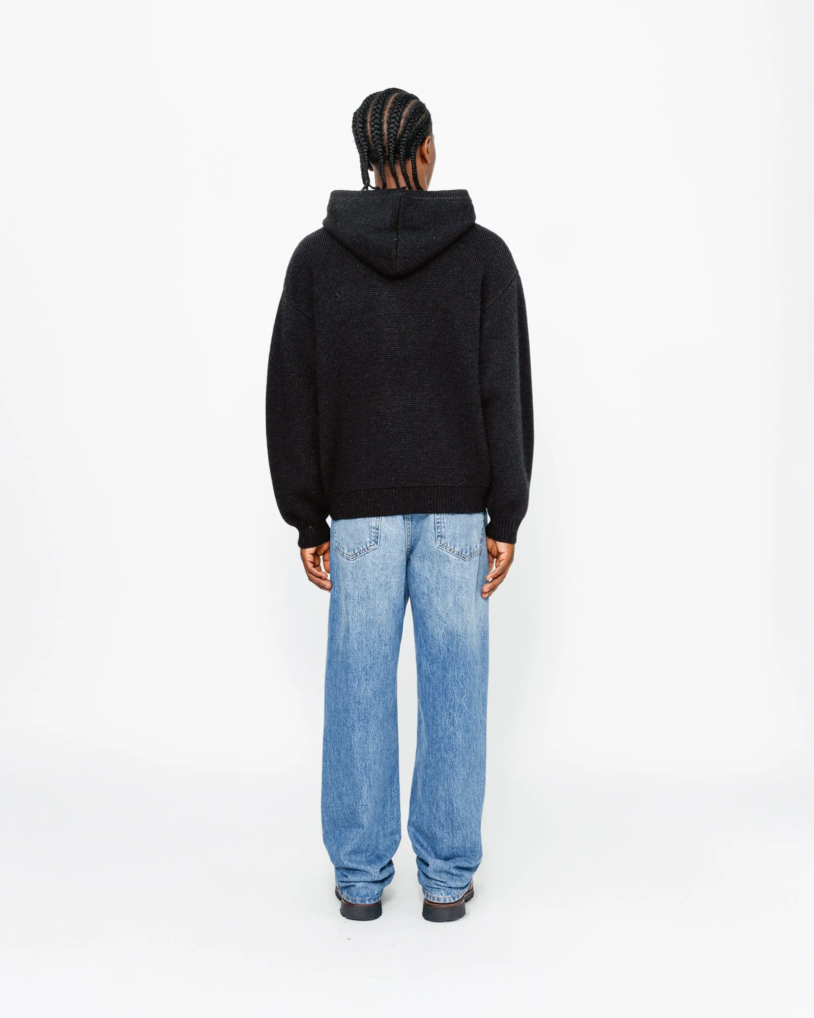 FELT PATCH KNIT HOODIE