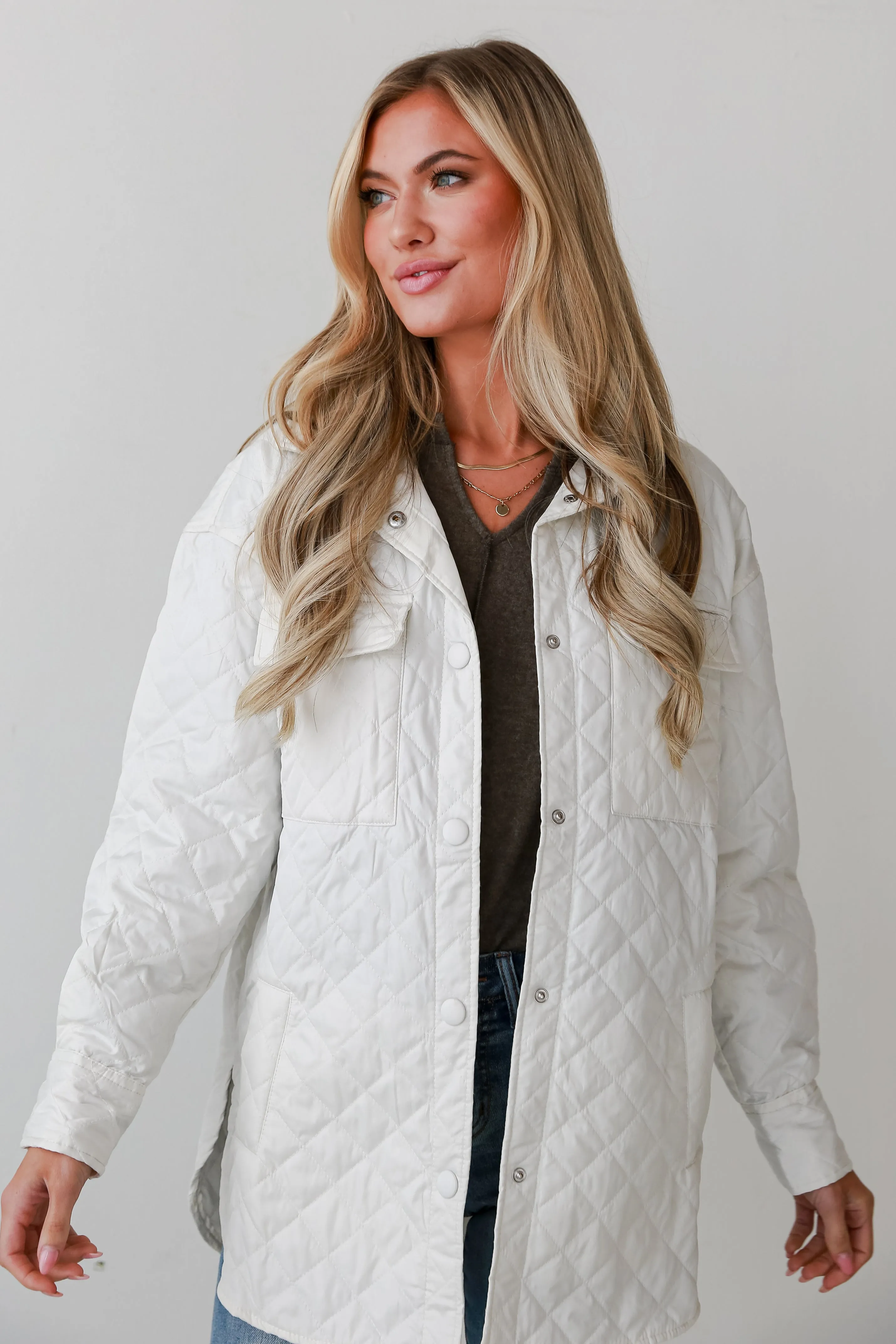 FINAL SALE - Seasonal Poise White Quilted Puffer Jacket