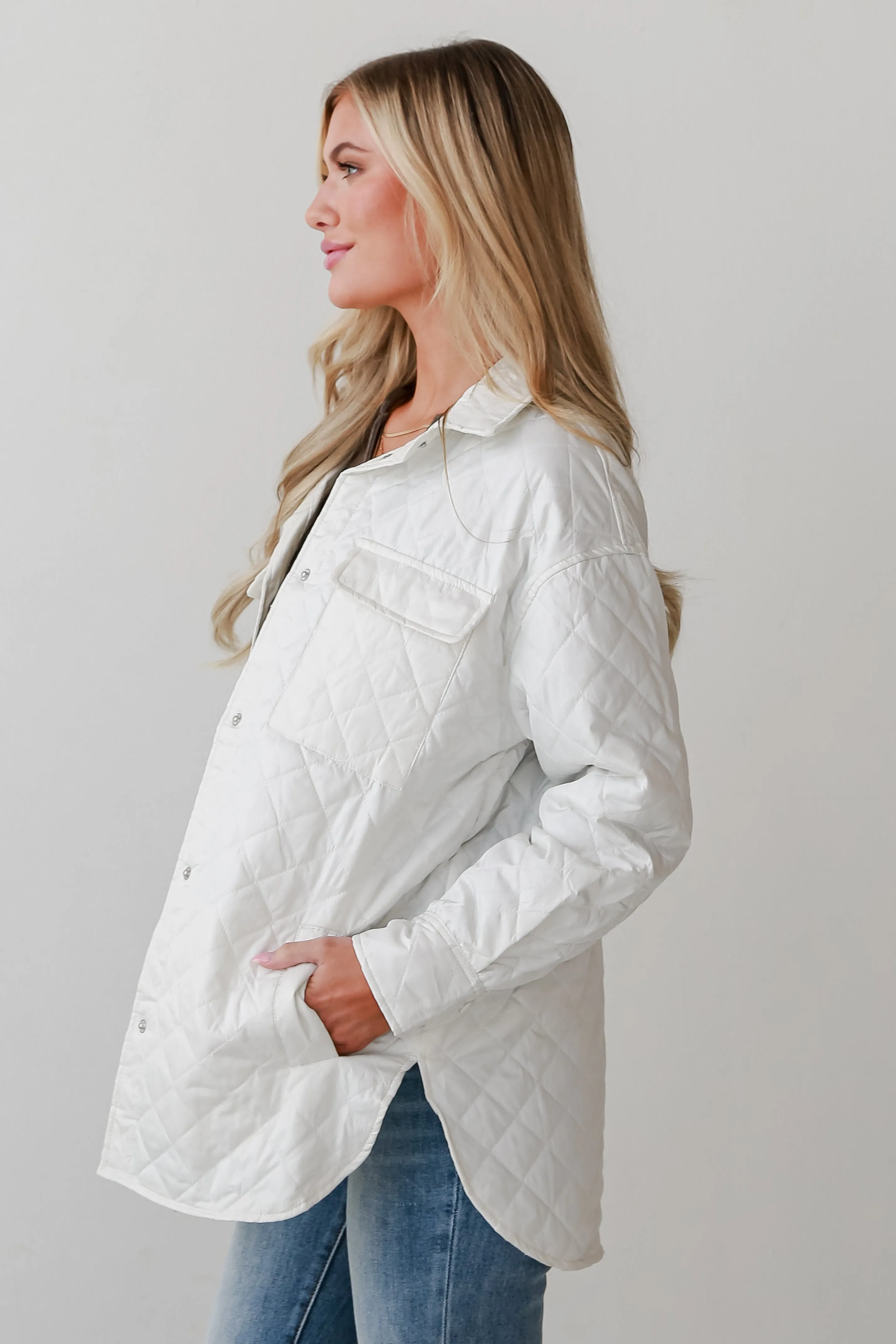 FINAL SALE - Seasonal Poise White Quilted Puffer Jacket