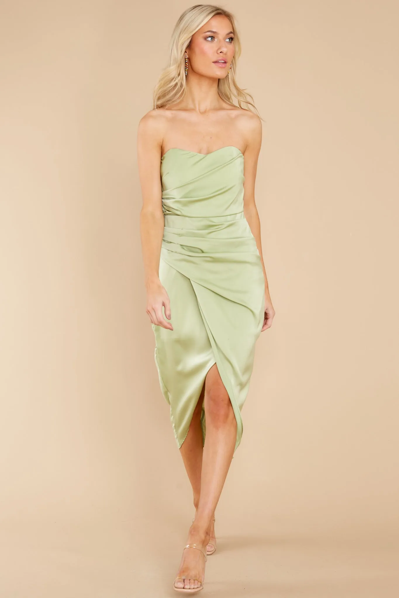 First Dance Light Sage Green Midi Dress