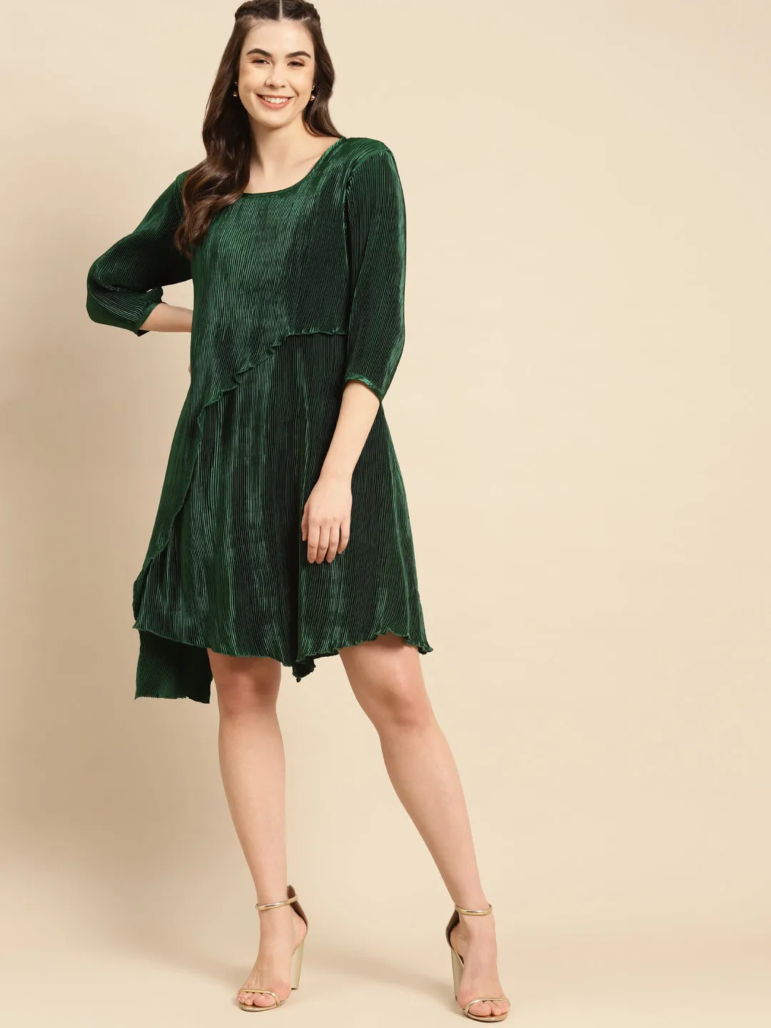 Flared asymmetric overlap dress