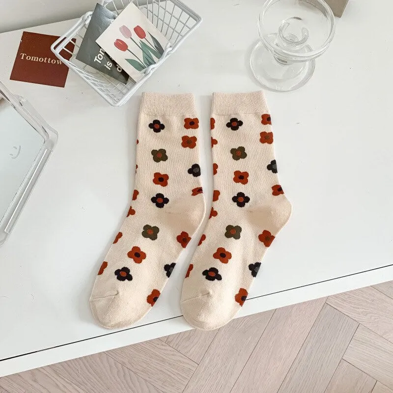 Floral socks gift Women Winter Socks gift cotton flowers Korean Japanese