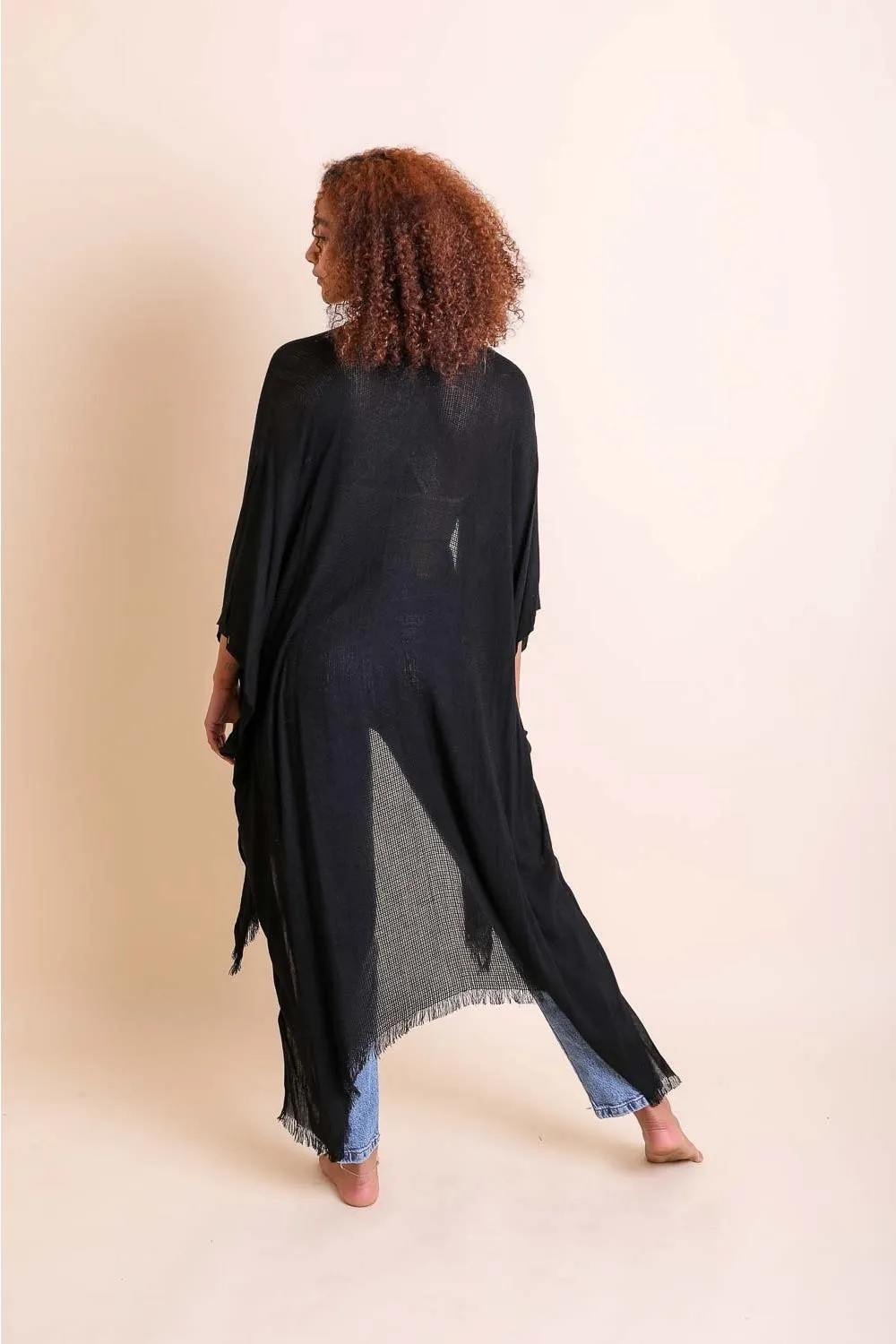 Frayed Trim Kimono