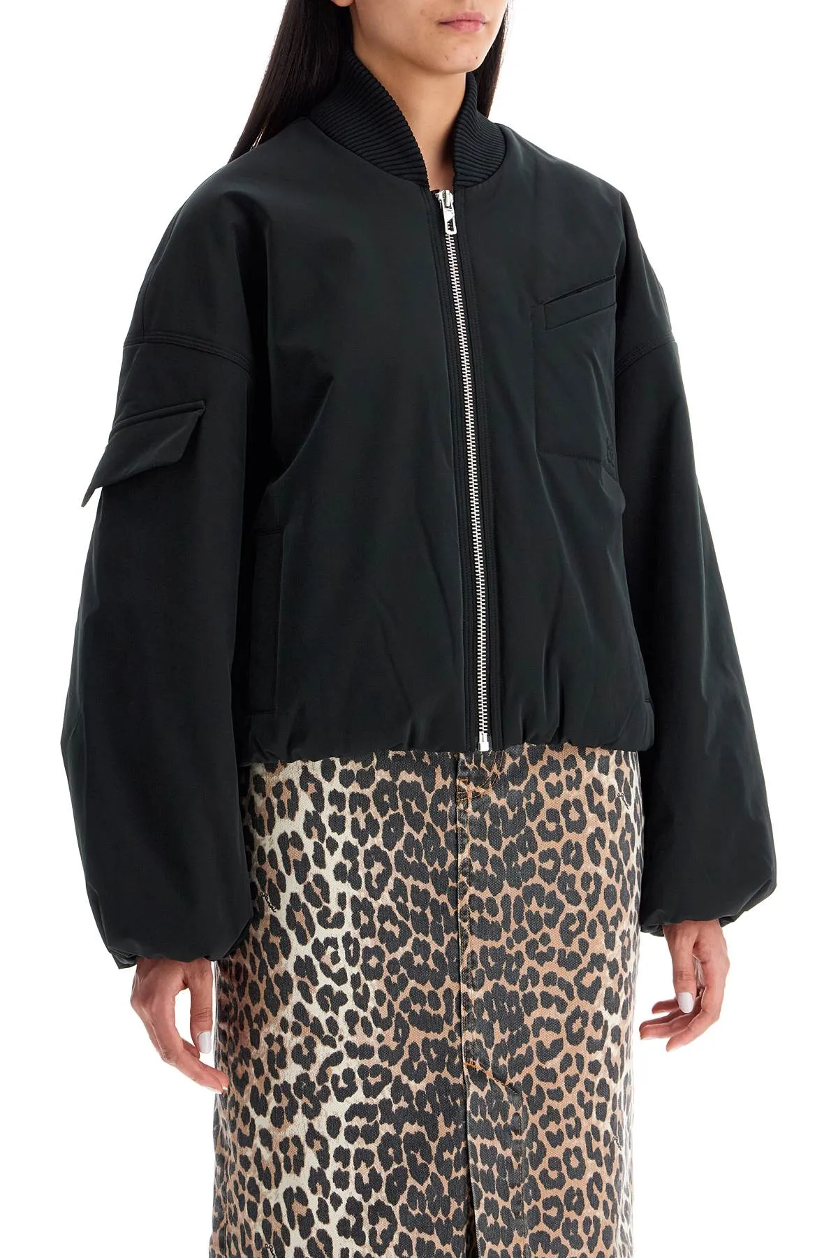 Ganni Short Oversized Bomber Jacket