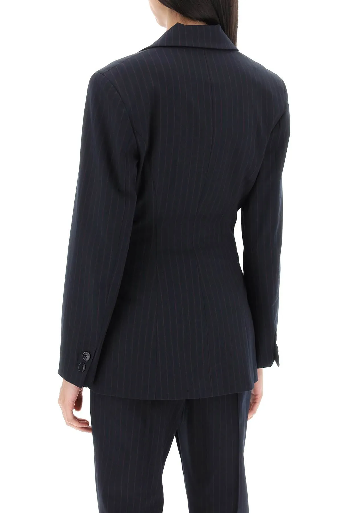 Ganni single-breasted pinstriped blazer