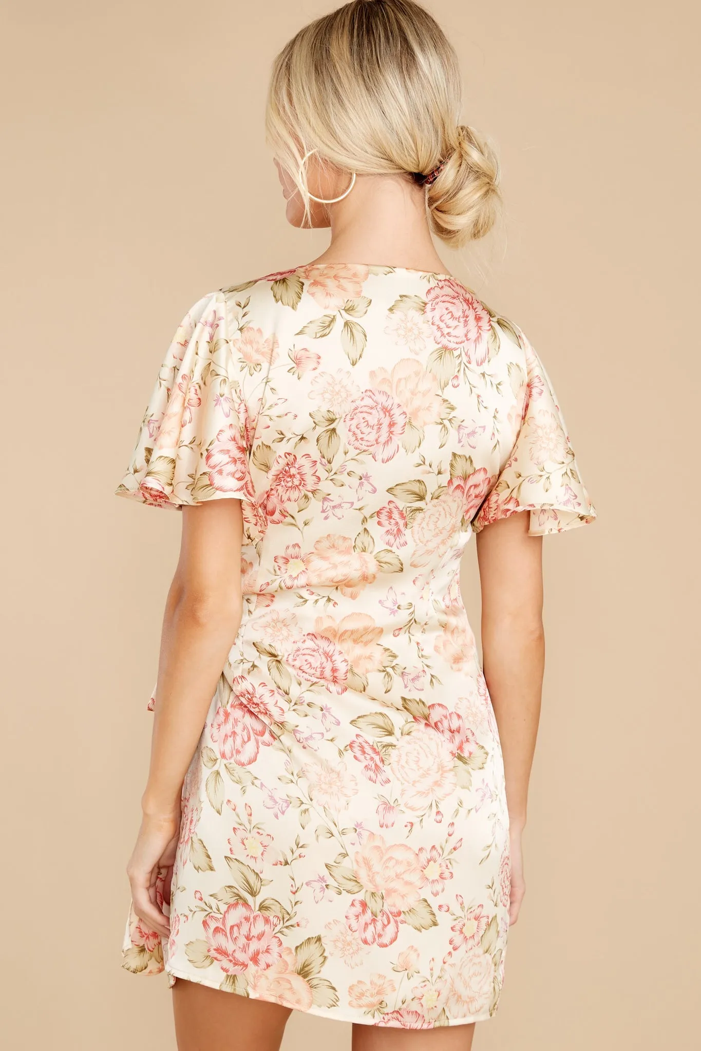 Get Growing Cream Floral Print Dress