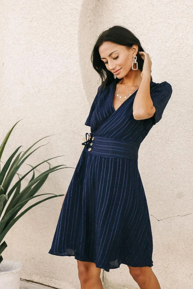 Gianna Wrap Dress in Navy