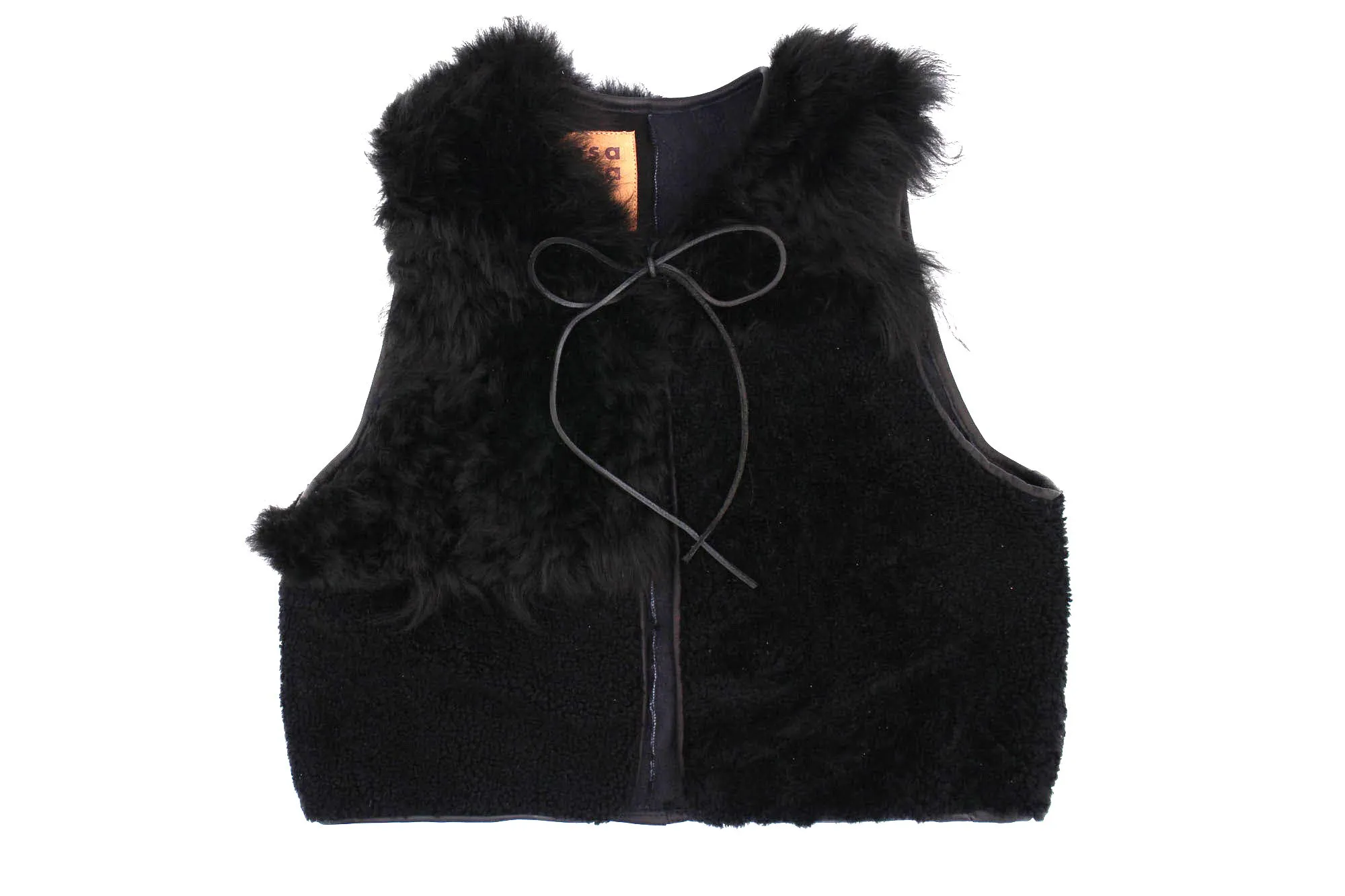 Gilet Vest PATCHWORK   Black long hair