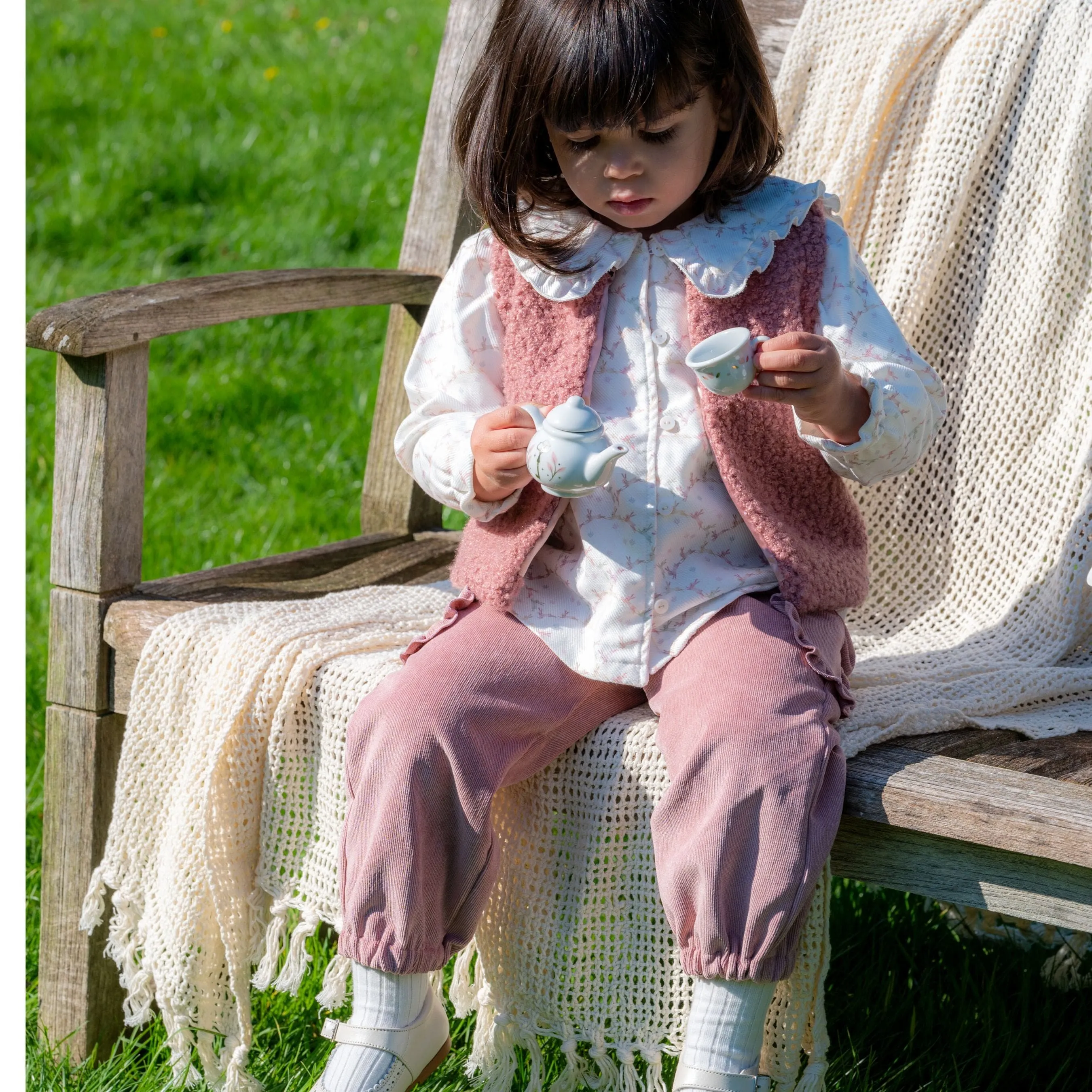 GLADYS | Girls Dusty Rose Bouclé Gilet