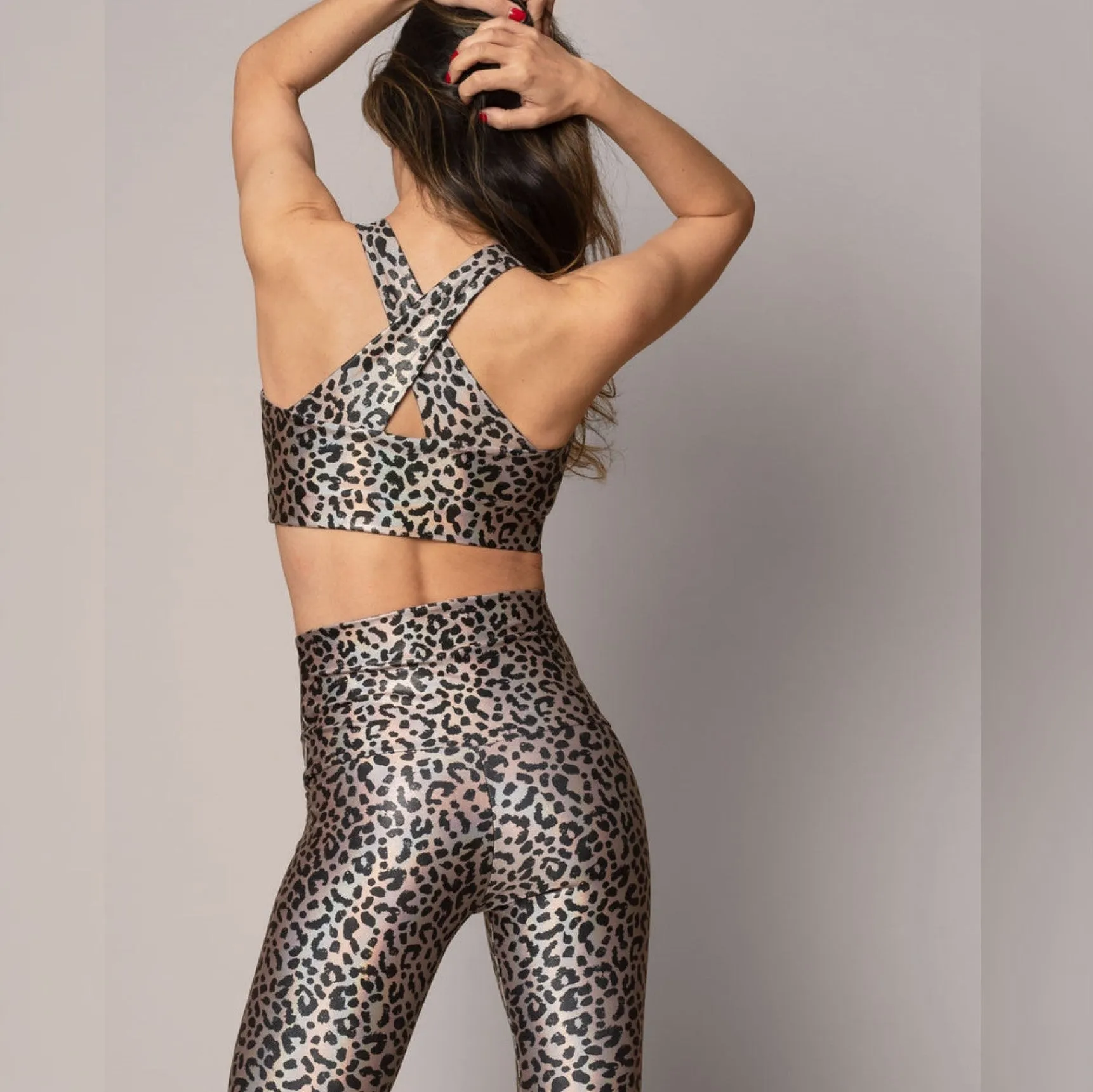 Glimmer Foil Leopard Crop Top