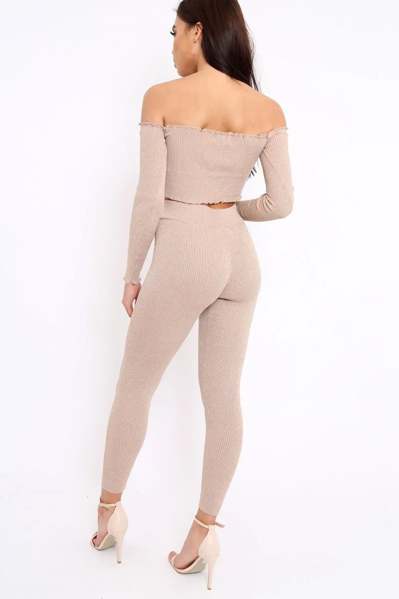 Gold Shimmery Ribbed Knit Co-ord - Luna
