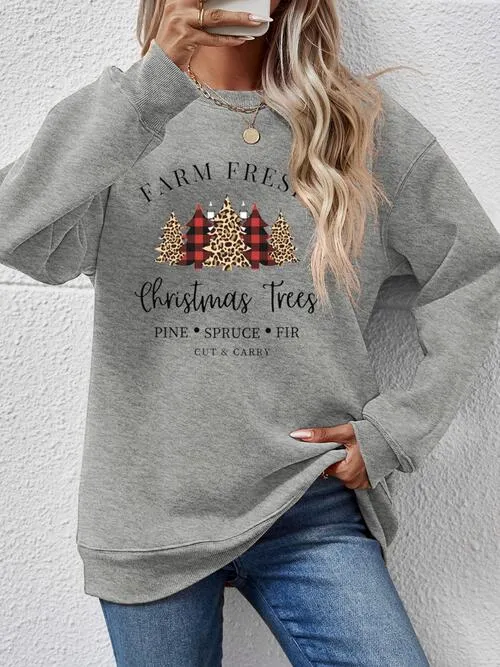 Graphic Round Neck Long Sleeve Sweatshirt