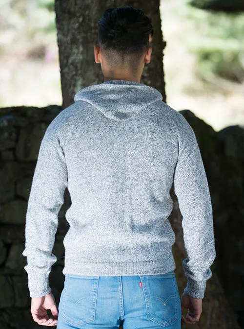 Gray Alpaca Wool Full Zip Hoodie for Men