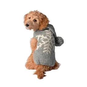 Grey Alpaca Snowflake Hoodie Dog Sweater