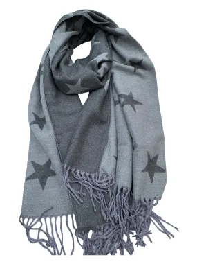 GREY STARS PRINT cashmere scarf print scarf reversible super soft winter shawl unisex trending scarf Xmas gift for him and her