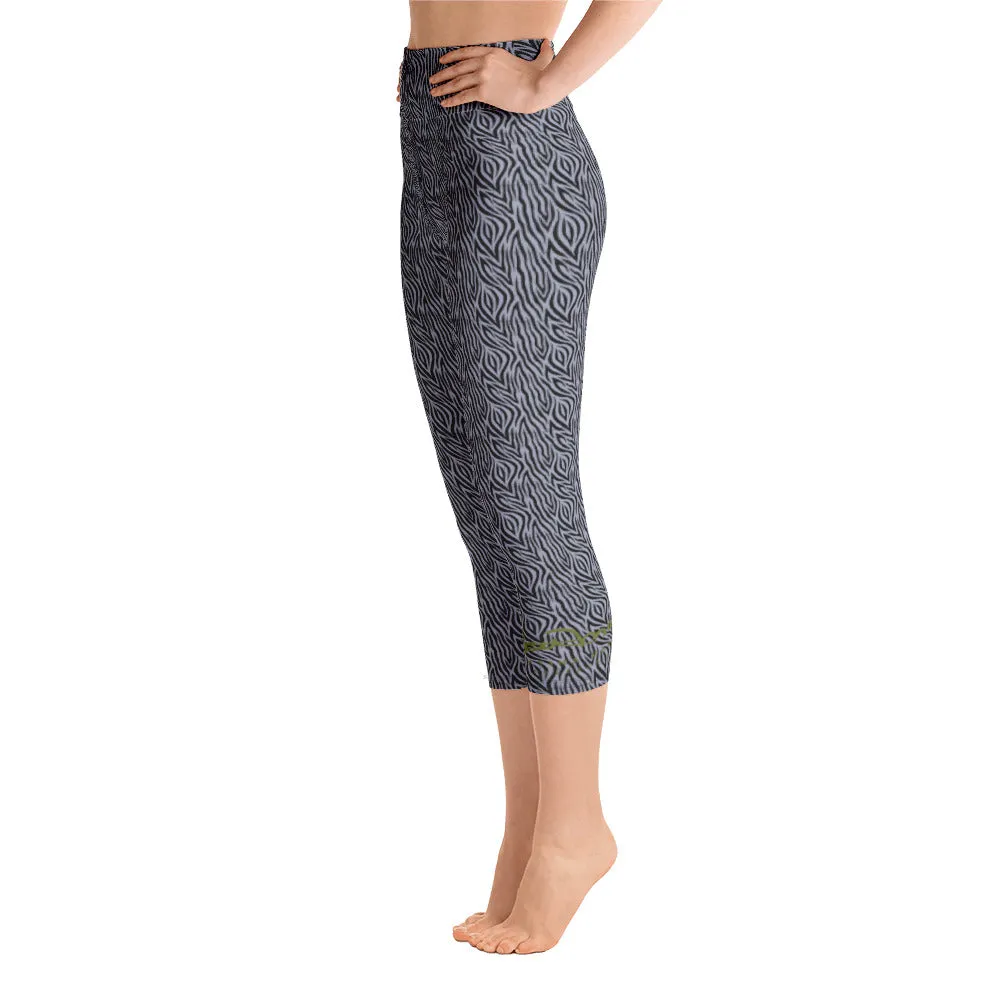 Grey Zebra Yoga Capri Leggings