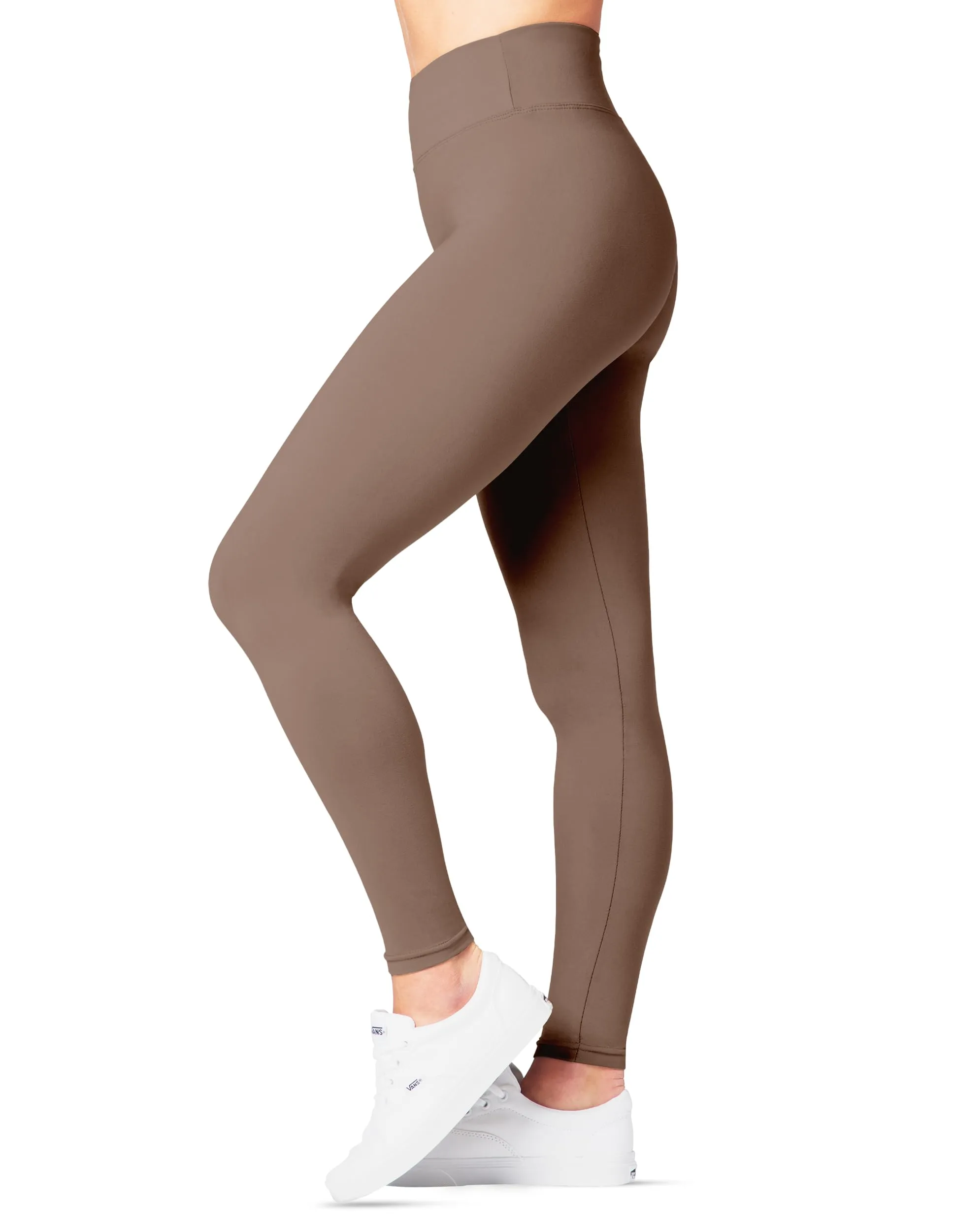 High Waisted Leggings For Women - Leggings For Regular & Plus Size Women - Tan