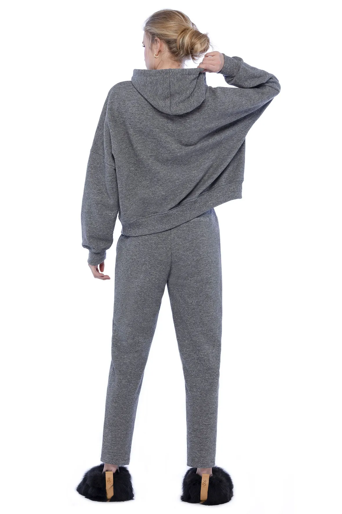 Hoodie with Zipper in Charcoal